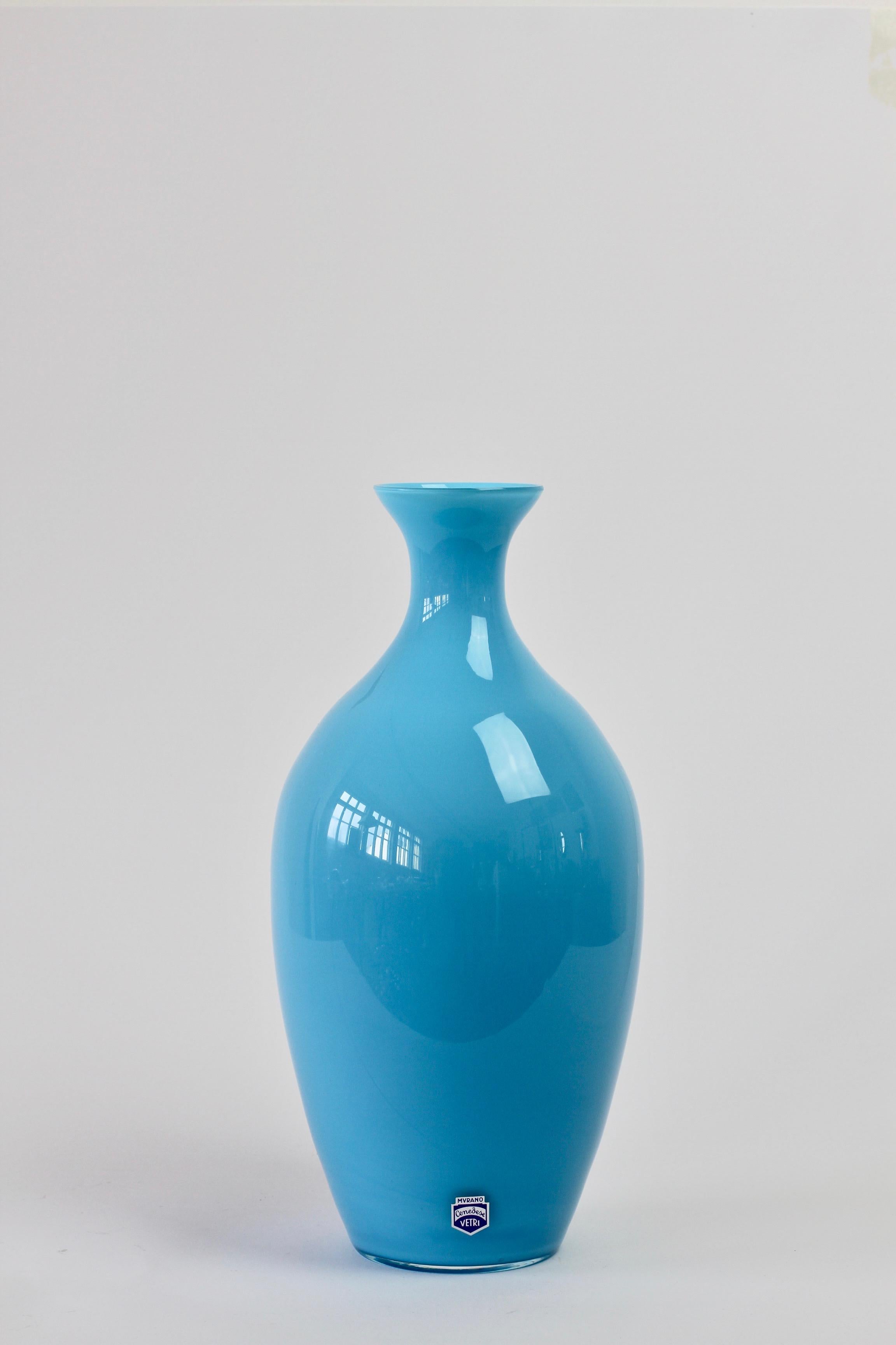 Cenedese Vintage Blue Italian Murano Glass Vase 1