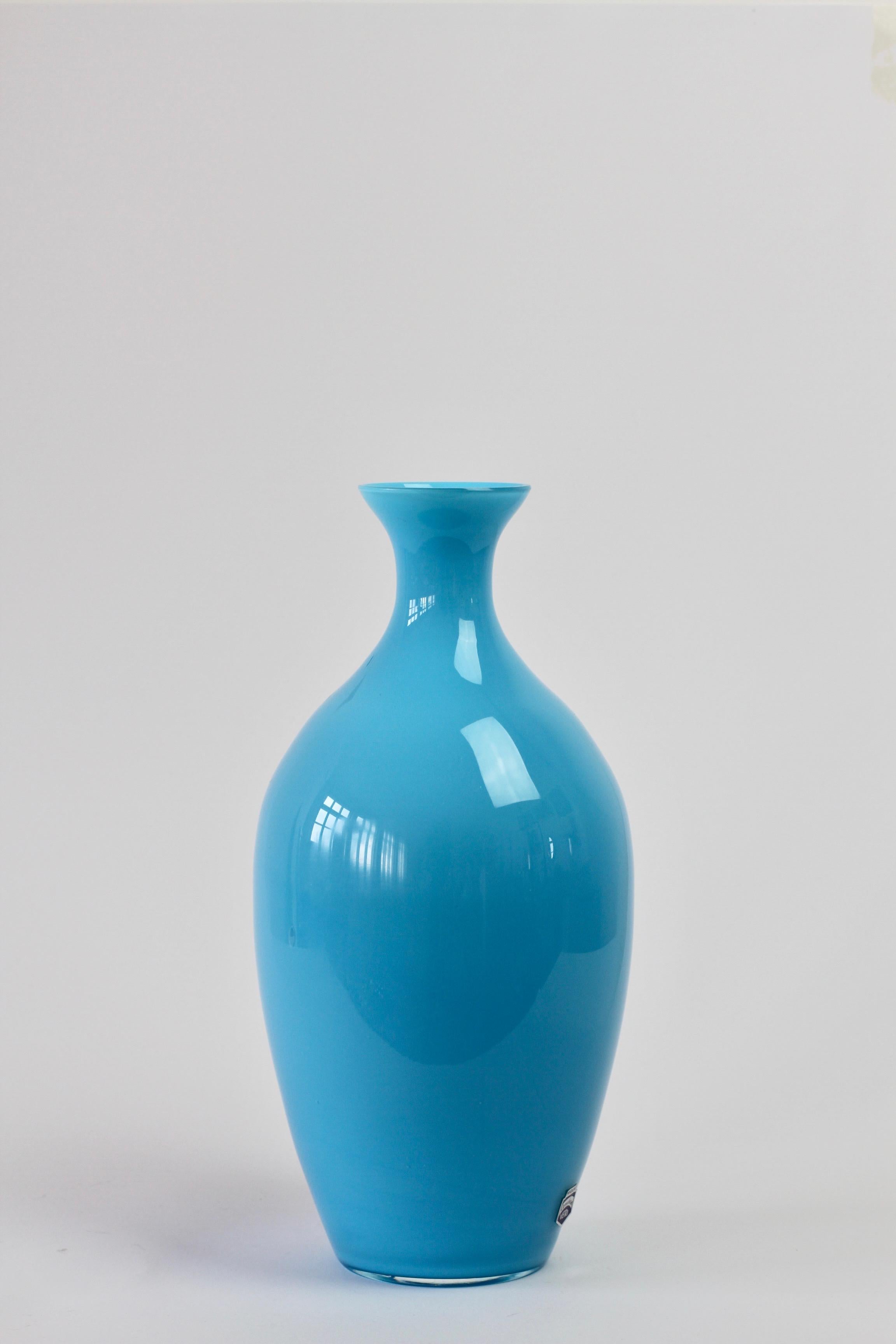 Mid-Century Modern Cenedese Vintage Blue Italian Murano Glass Vase