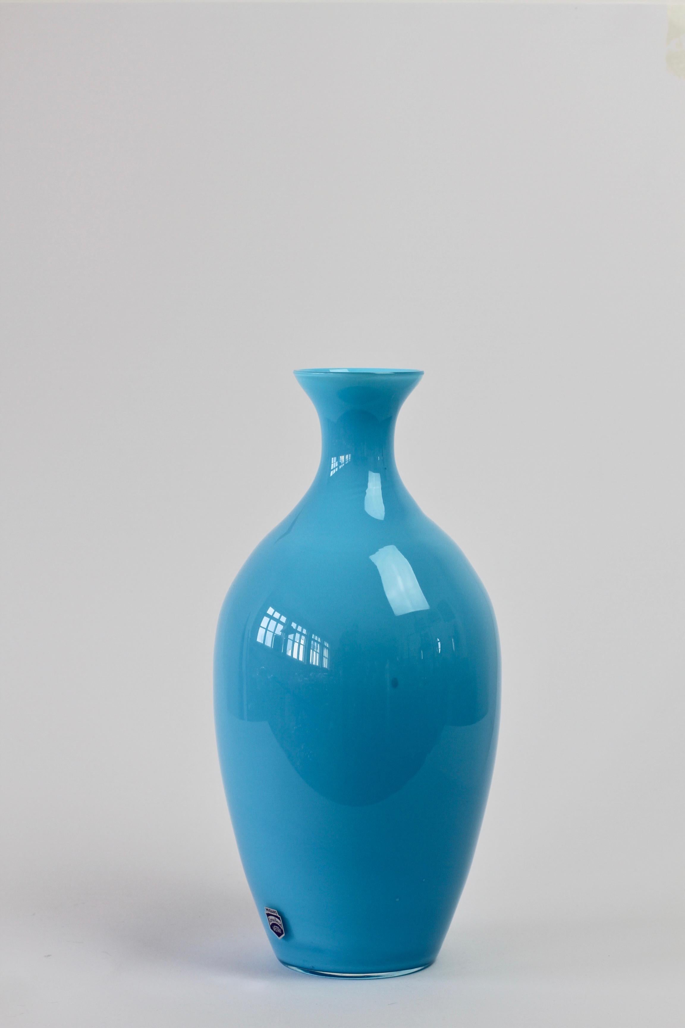 Blown Glass Cenedese Vintage Blue Italian Murano Glass Vase