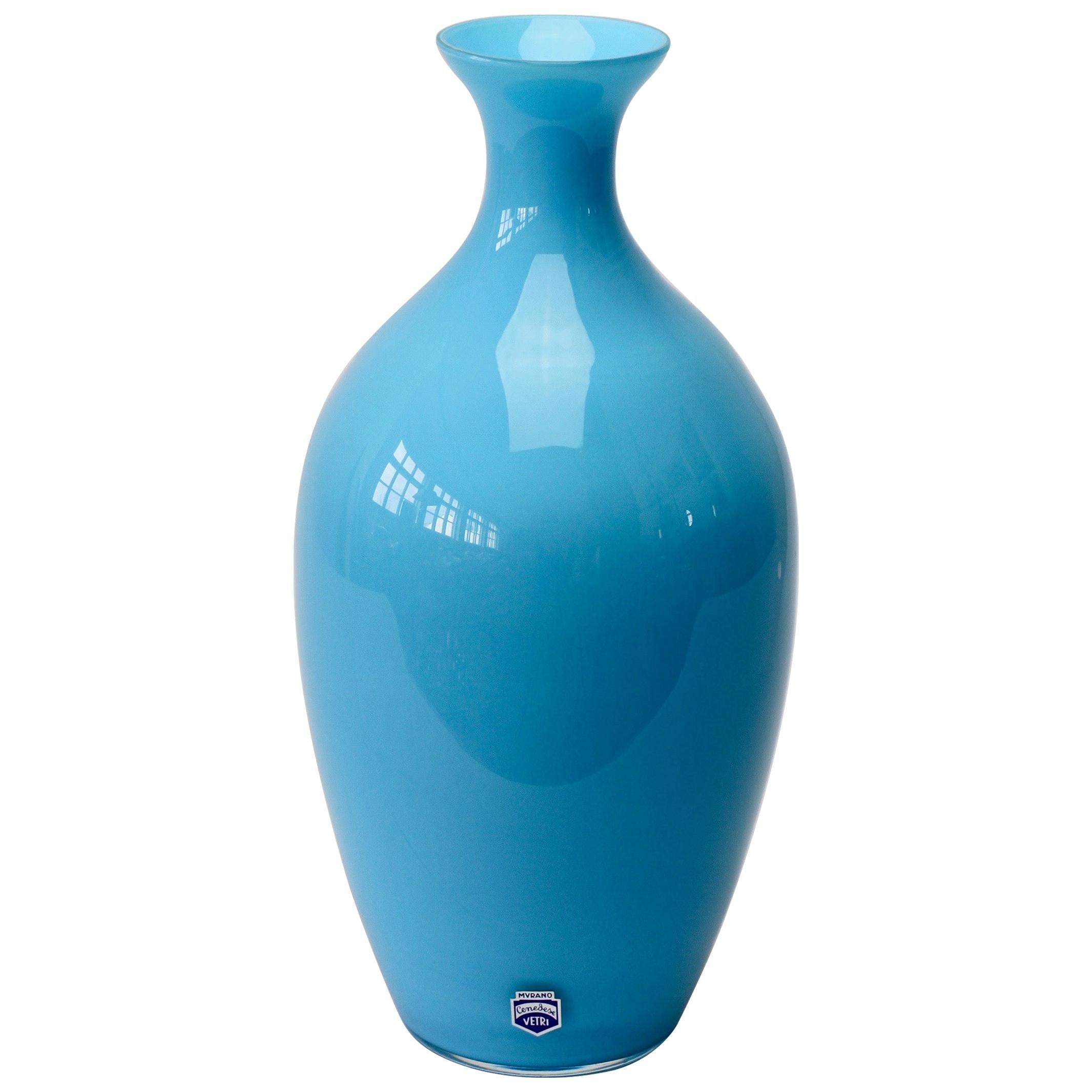 Cenedese Vintage Blue Italian Murano Glass Vase