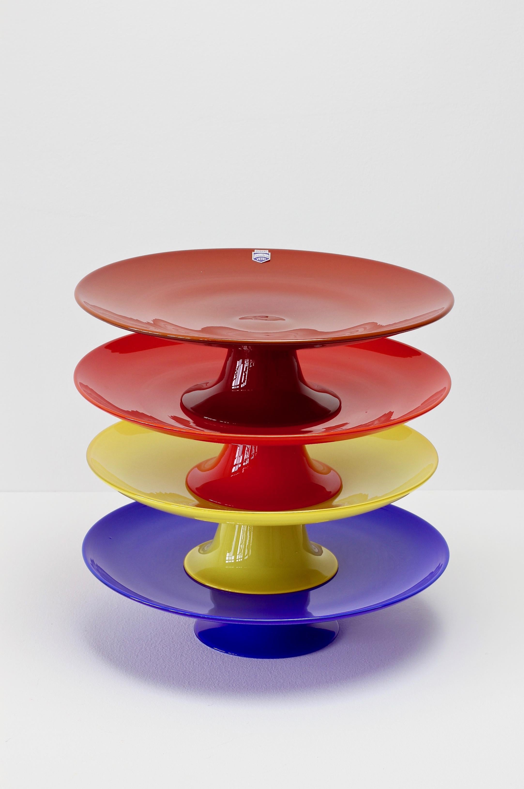 colored glass cake stands