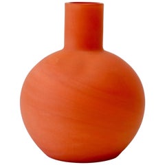 Cenedese Vintage Italian Orange Satin Murano Matt Art Glass Vase