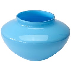 Cenedese Vintage Large Pale Blue Italian Murano Glass Bowl or Vase