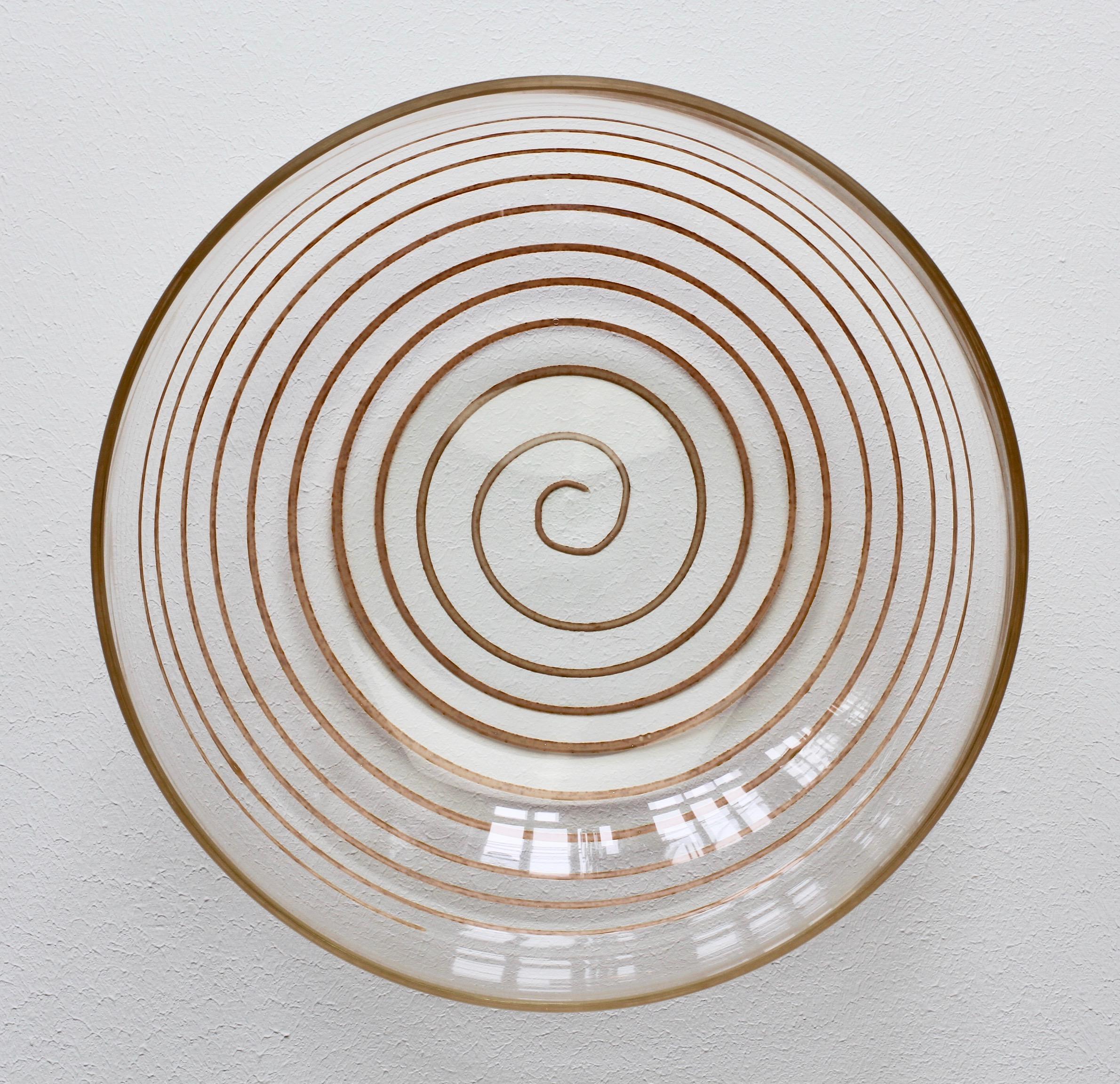 Vintage-Schale aus klarem Muranoglas von Cenedese aus der Mitte des Jahrhunderts mit farbenfrohem Spiral im Angebot 12