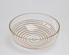 Bol en verre de Murano transparent du milieu du siècle dernier avec spirale colorée de Cenedese