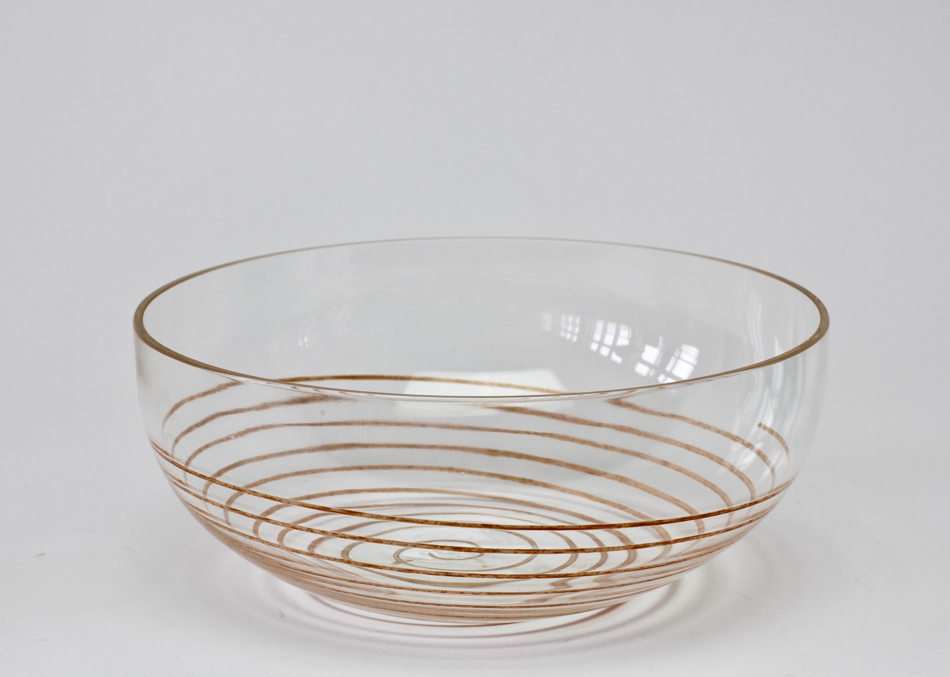 Cenedese Vintage Midcentury Clear Murano Glass Bowl with Colorful Spiral In Good Condition For Sale In Landau an der Isar, Bayern