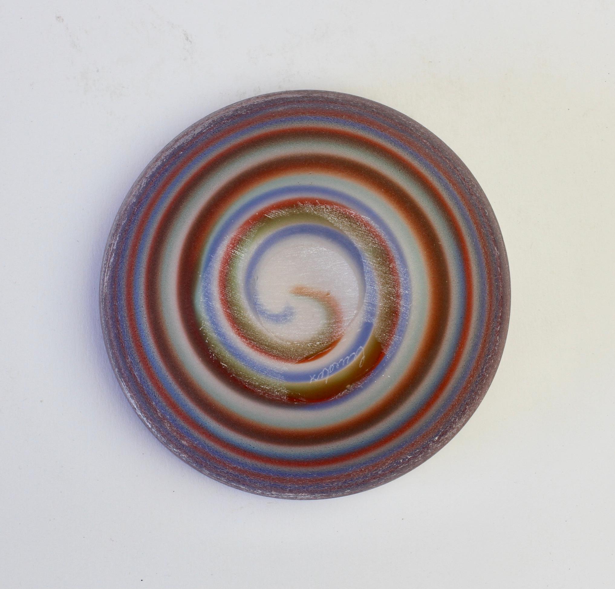 Cenedese Vintage Mid-Century 'Corroso' Murano Glass Bowl with Colorful Spiral 6