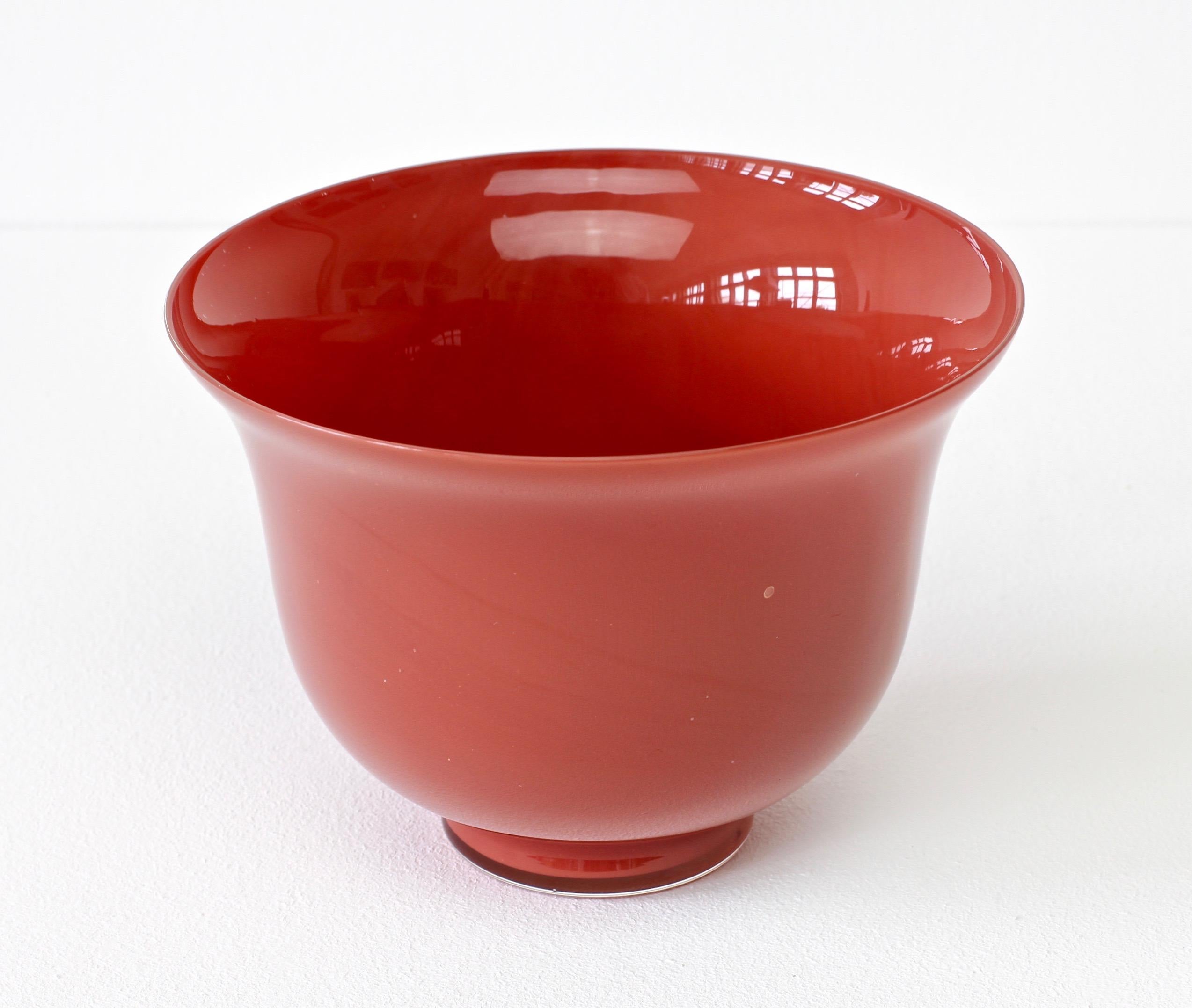 Blown Glass Cenedese Vintage Mid-Century Italian Red Murano Glass Bowl or Vase  For Sale