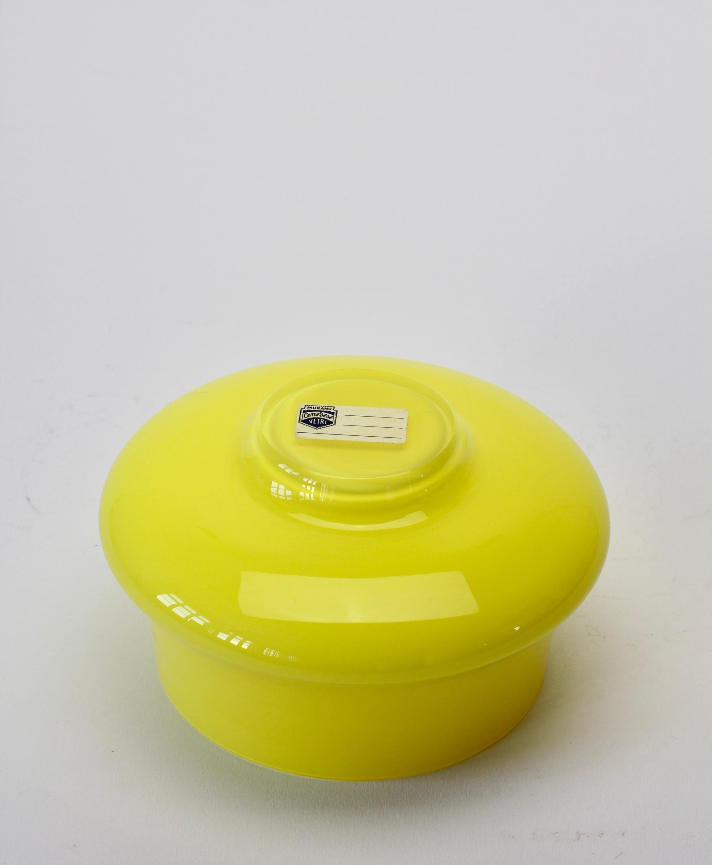 20th Century Cenedese Vintage Midcentury Italian Yellow Murano Glass Bowl, Vase or Dish For Sale