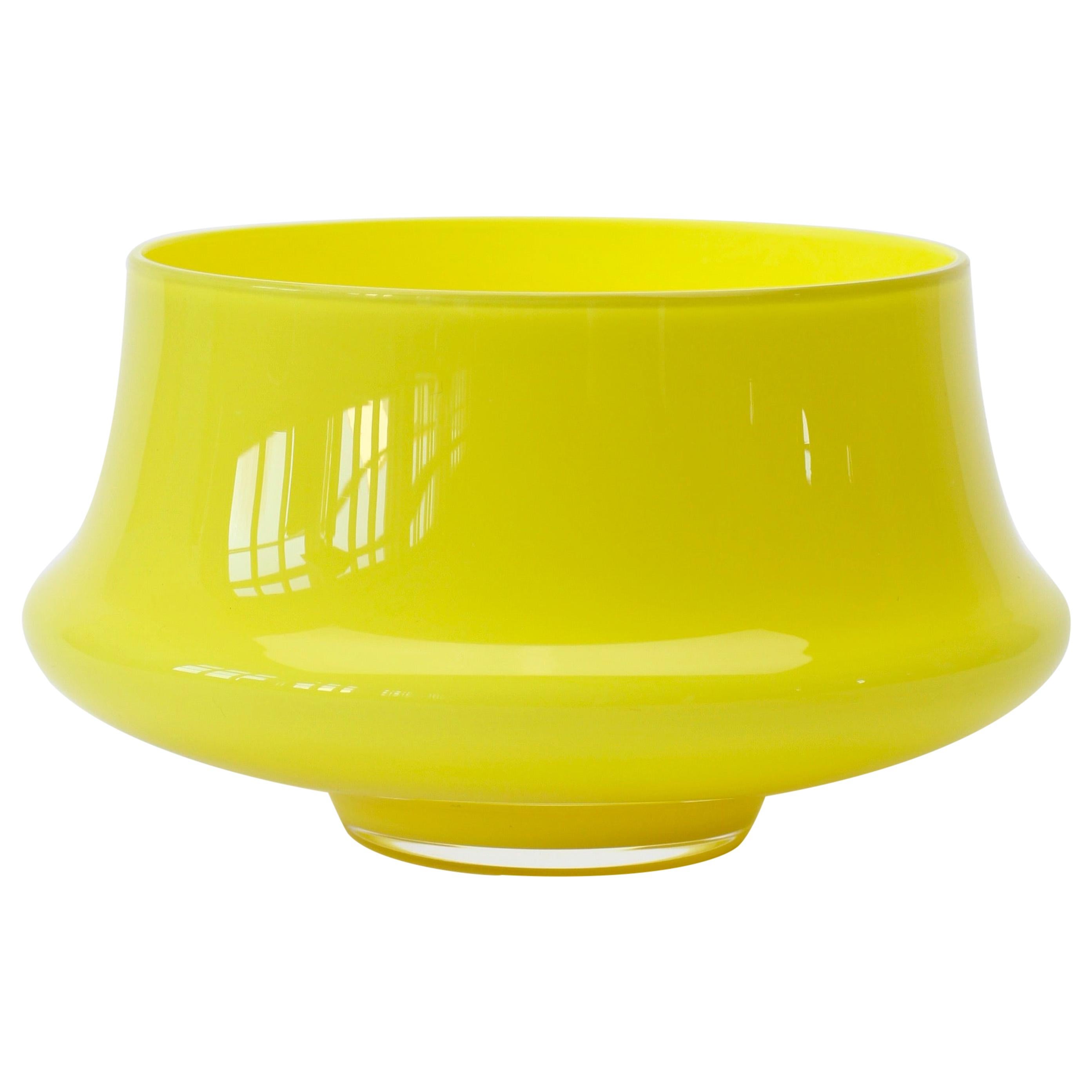Cenedese Vintage Midcentury Italian Yellow Murano Glass Bowl, Vase or Dish