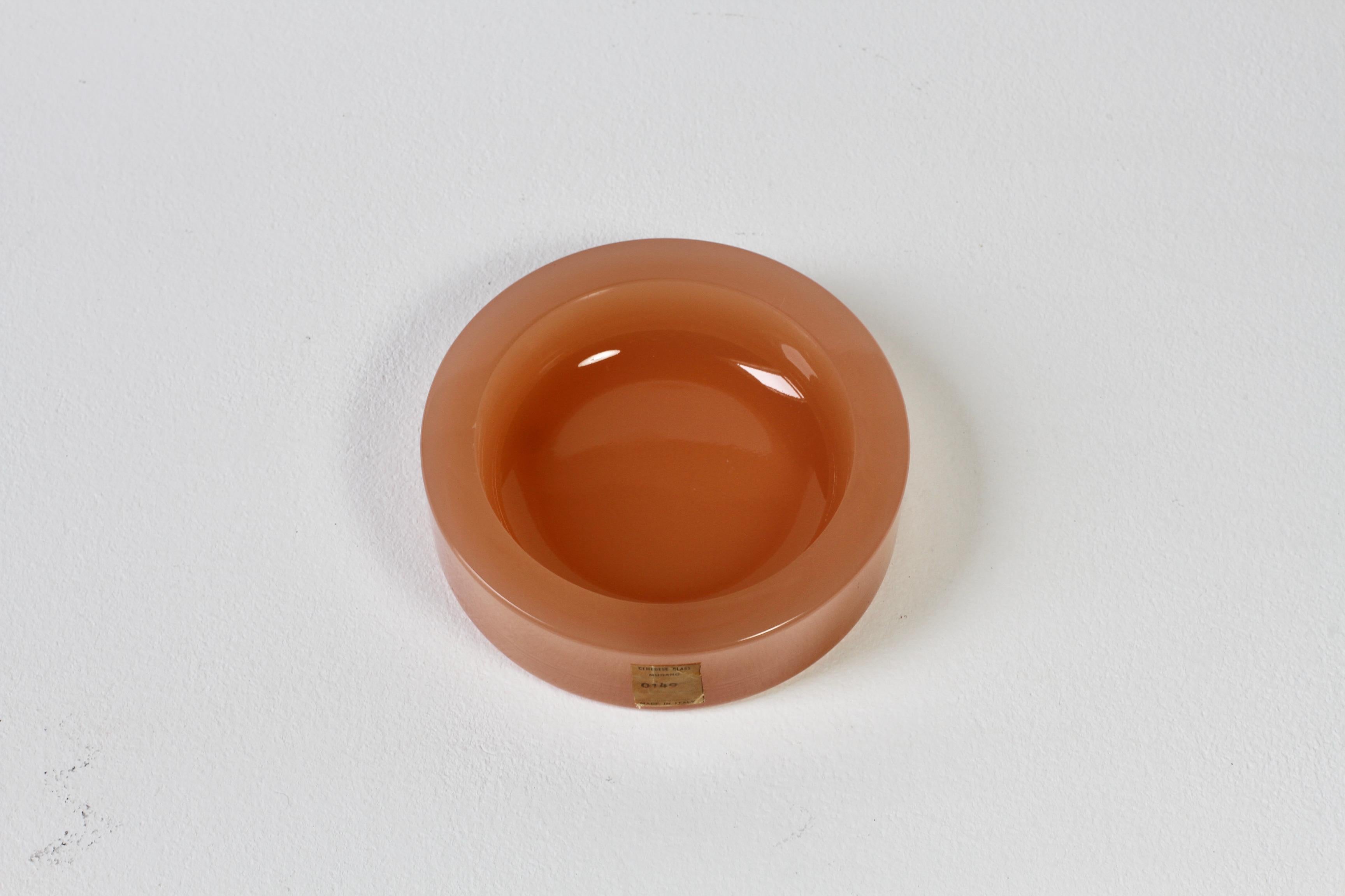 Cenedese Vintage Mid-Century Pink Opaline Murano Glass Dish Bowl or Ashtray 1949 For Sale 4