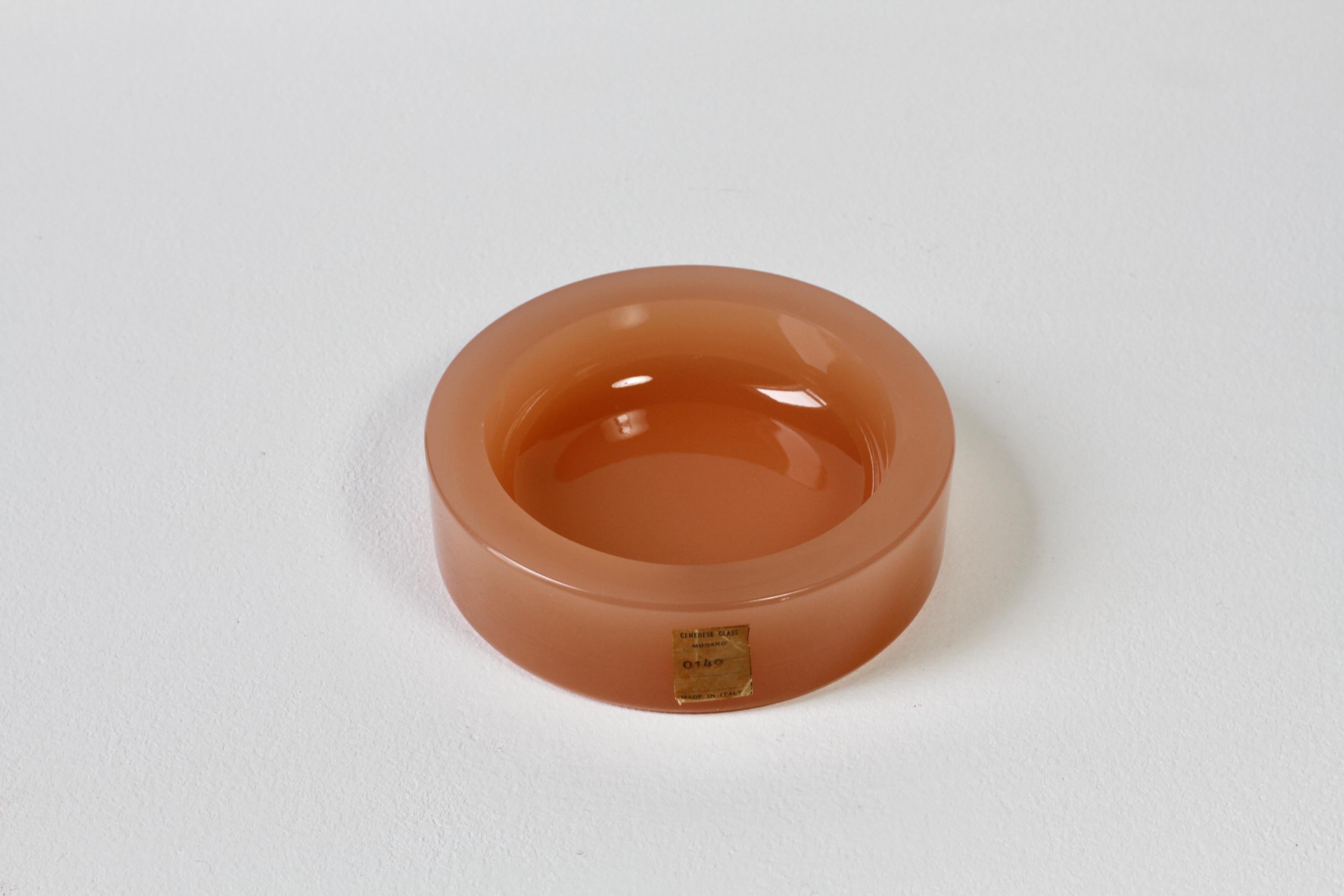 Cenedese Vintage Mid-Century Pink Opaline Murano Glass Dish Bowl or Ashtray 1949 For Sale 7