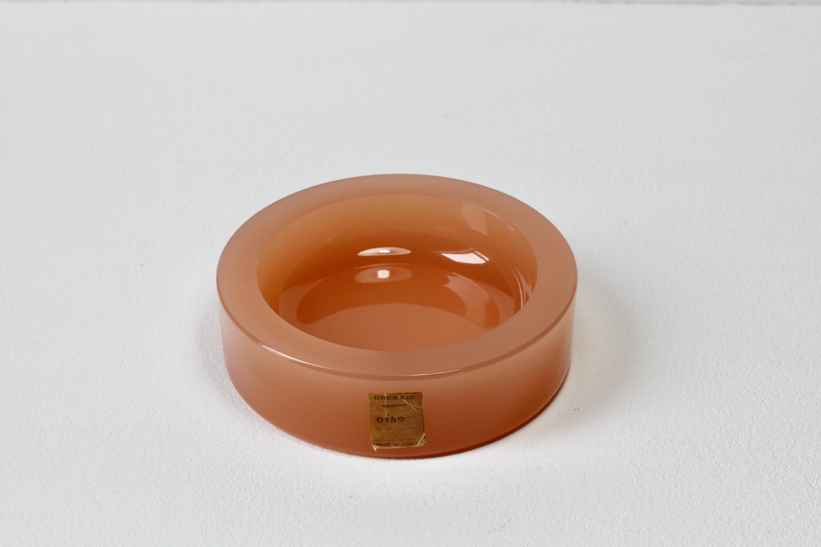 Cenedese Vintage Mid-Century Pink Opaline Murano Glass Dish Bowl or Ashtray 1949 For Sale 1