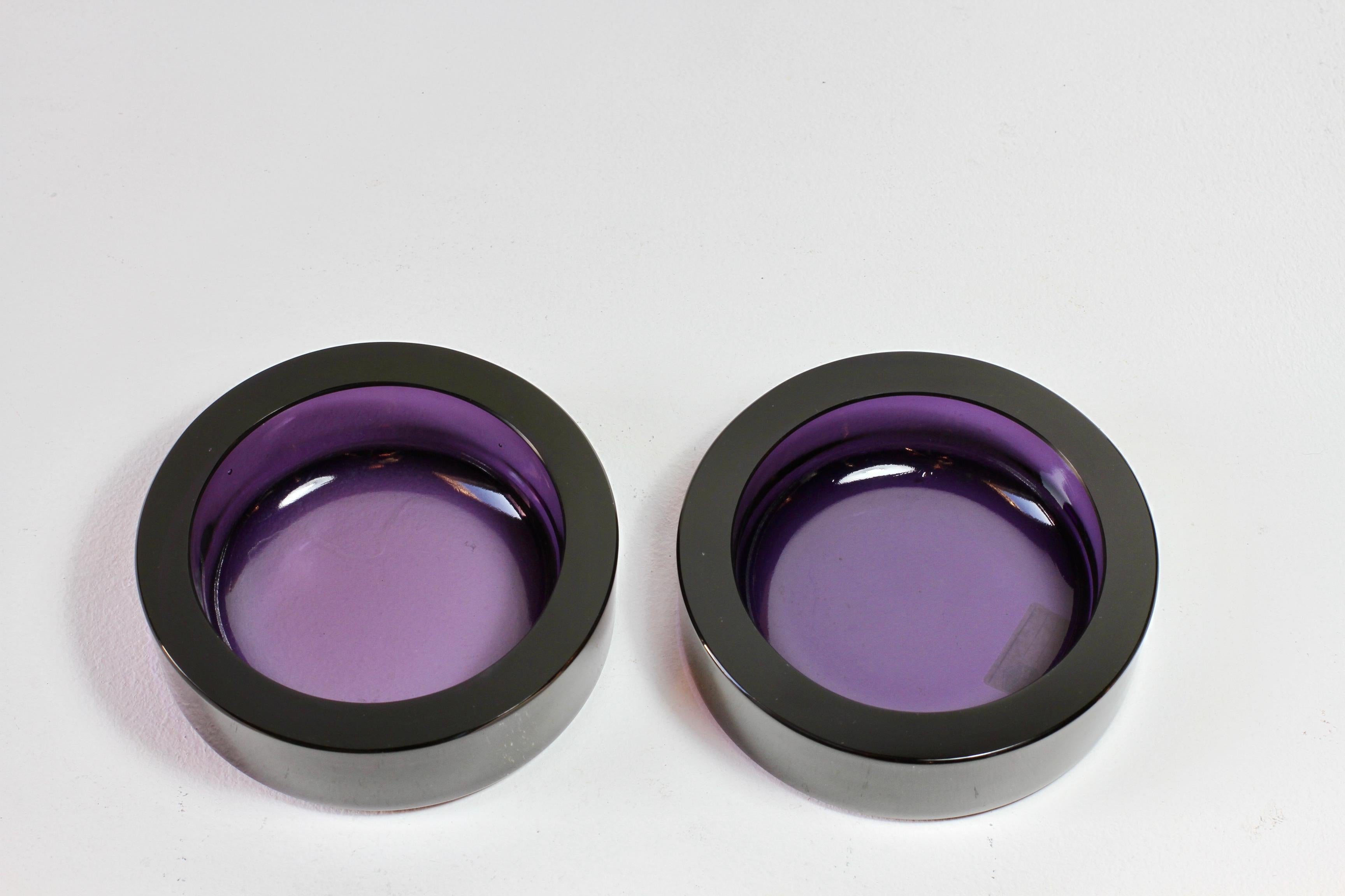Cenedese Vintage Pair of Purple Murano Glass Dishes, Bowls or Ashtrays 1970s In Good Condition For Sale In Landau an der Isar, Bayern
