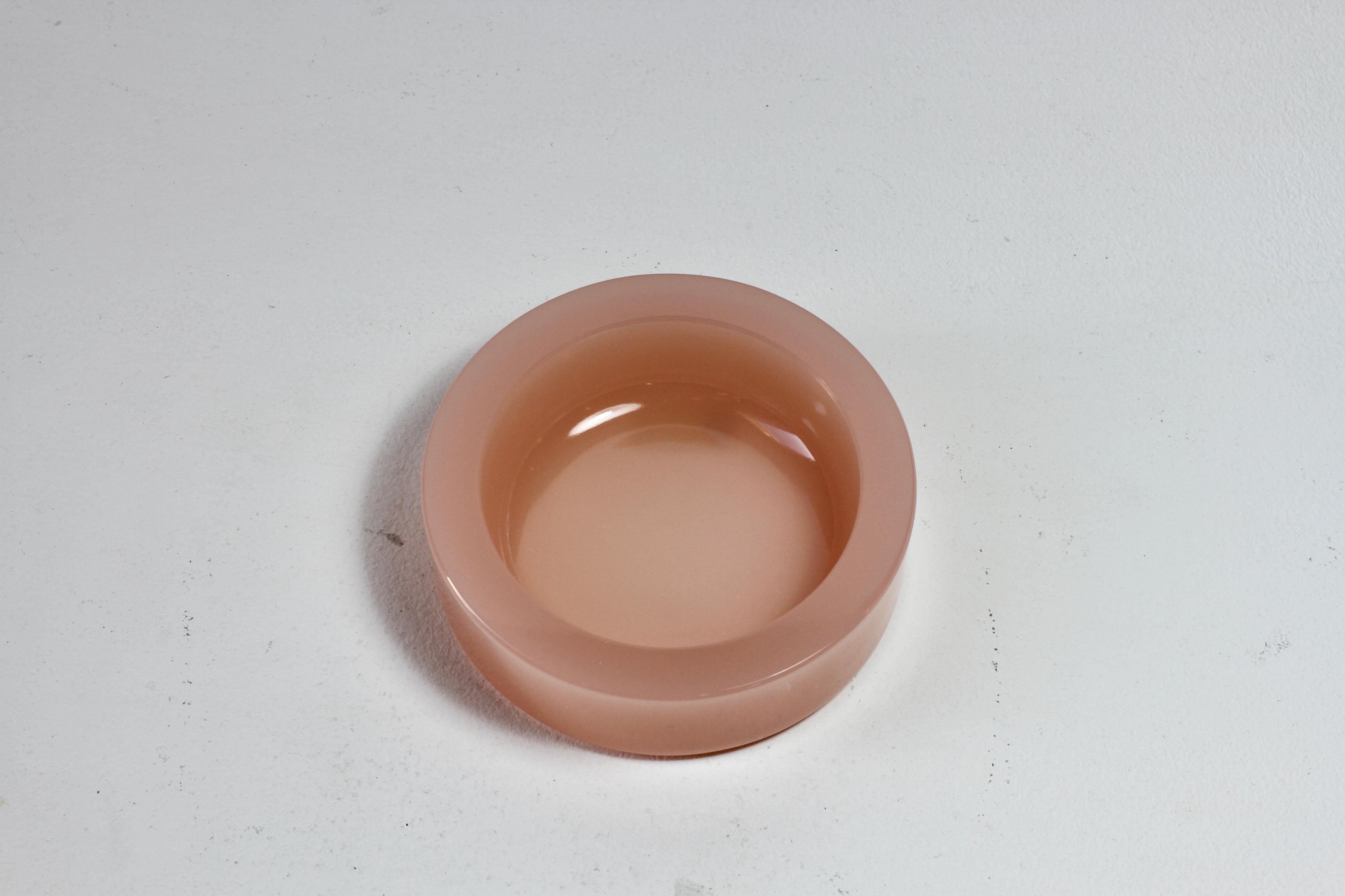 Cenedese Vintage Pink Opaline Murano Glass Dishes, Bowls or Ashtrays 1970s For Sale 3