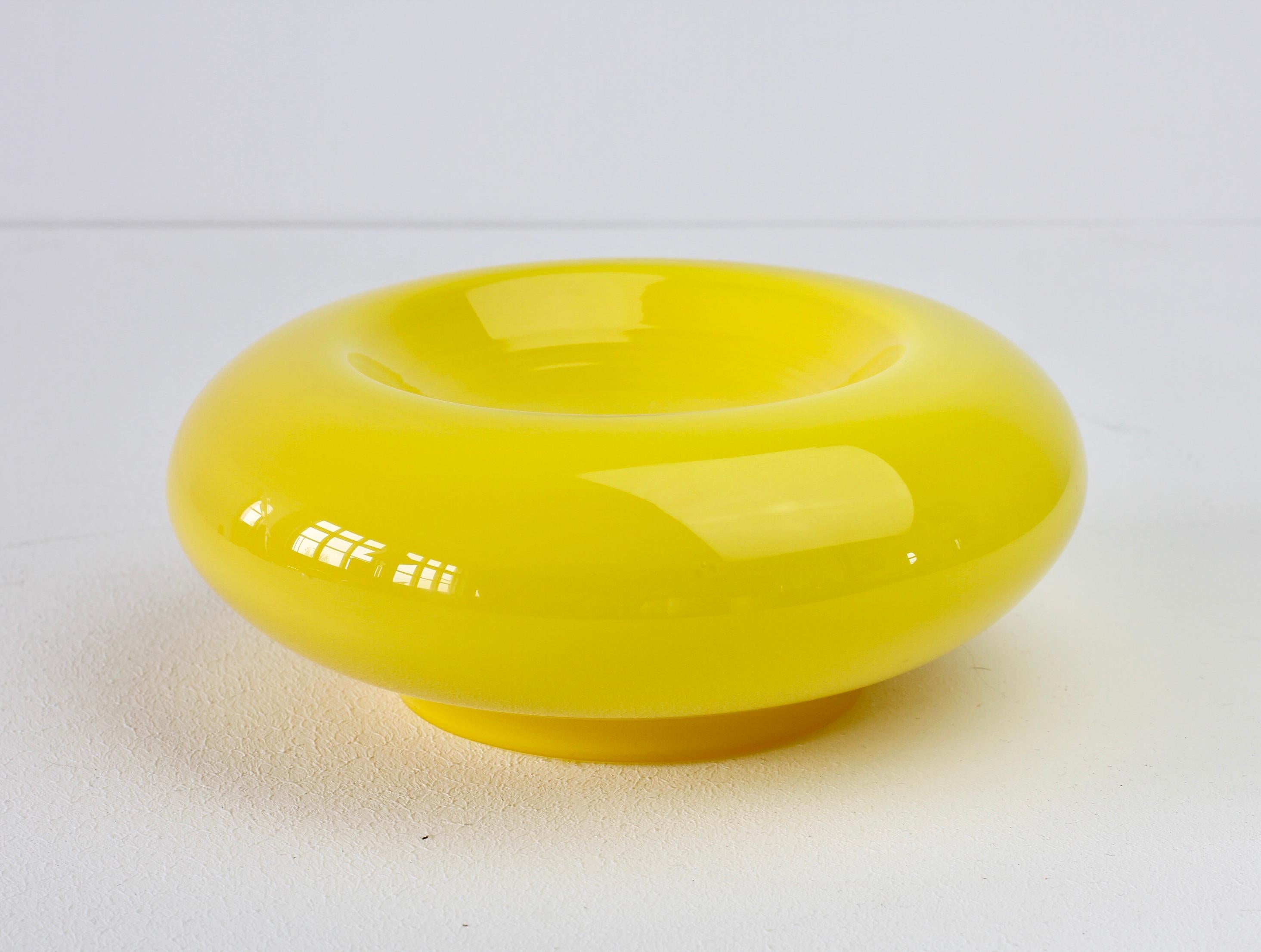 yellow glass bowl
