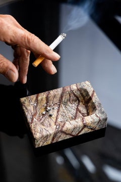 Cenere Italian Marble Ashtray by Rytsola, Forest Brown/Green