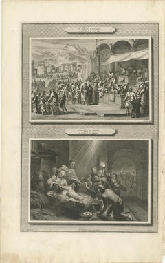 Census of Bethlehem & Christ’s Nativity – Mortier Engraving, 1700s