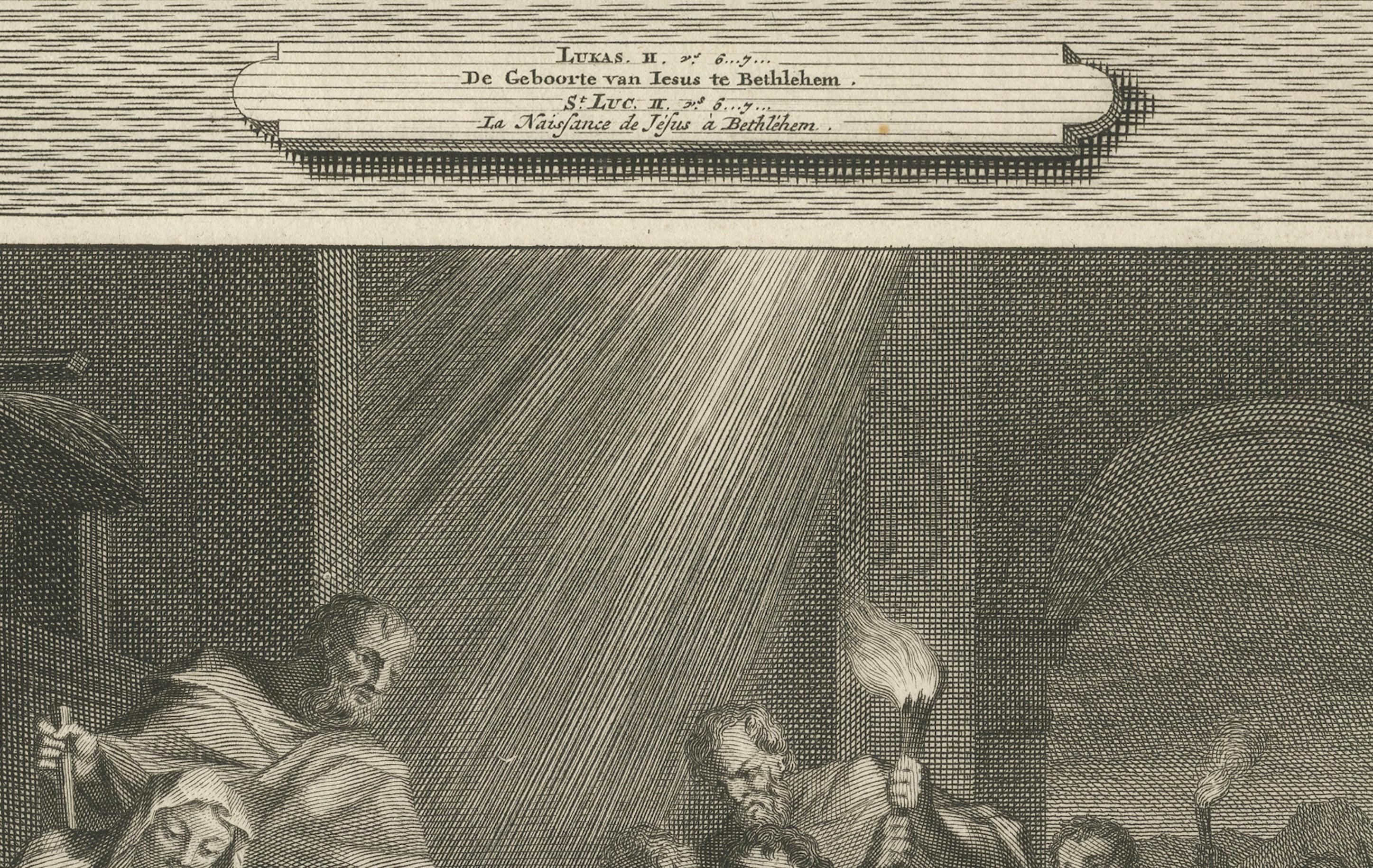 Zählung von Bethlehem und Christi Geburt - Mortier-Stich, 1700er Jahre (Niederländisch) im Angebot