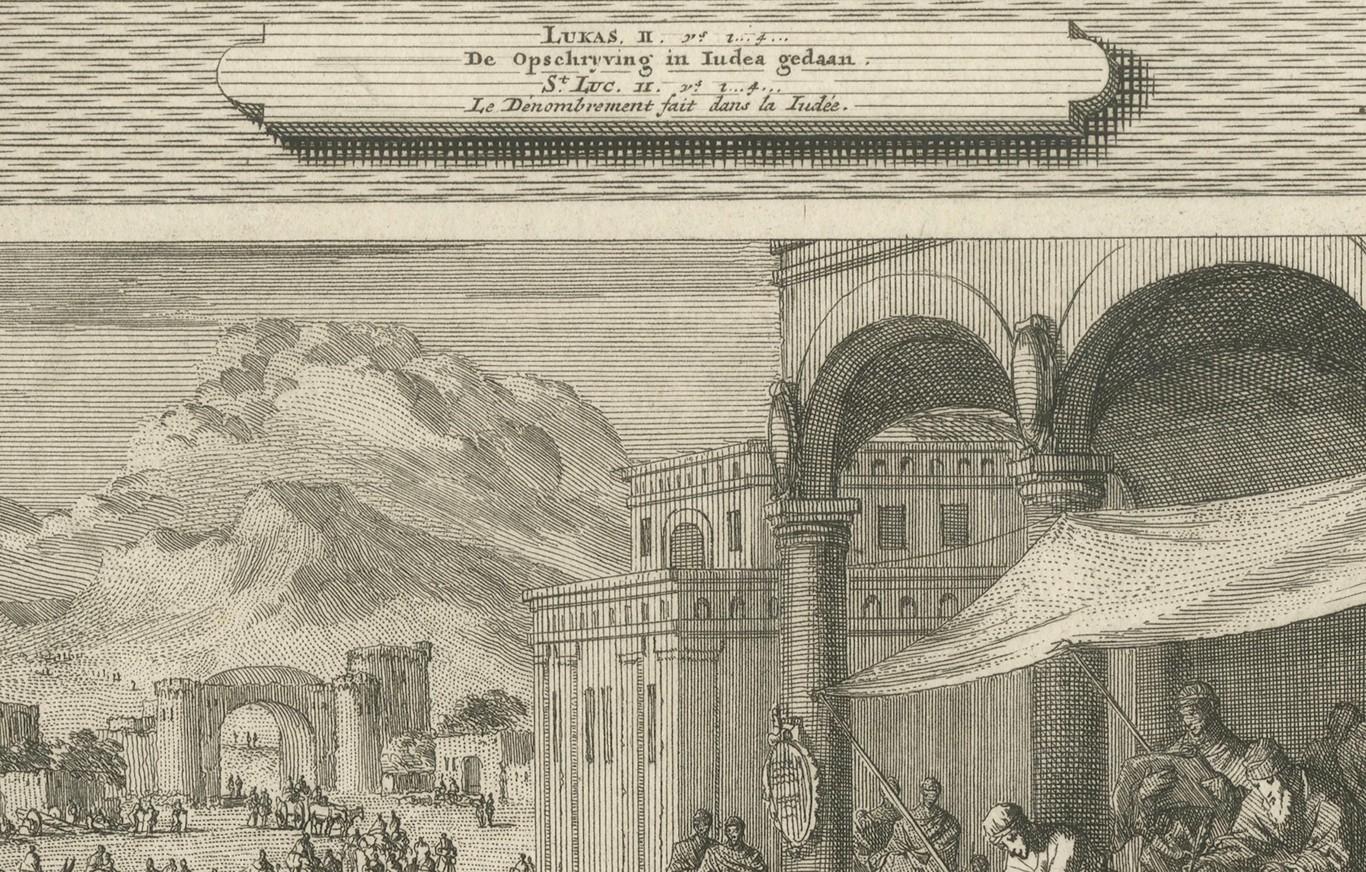 Zählung von Bethlehem und Christi Geburt - Mortier-Stich, 1700er Jahre im Zustand „Gut“ im Angebot in Langweer, NL