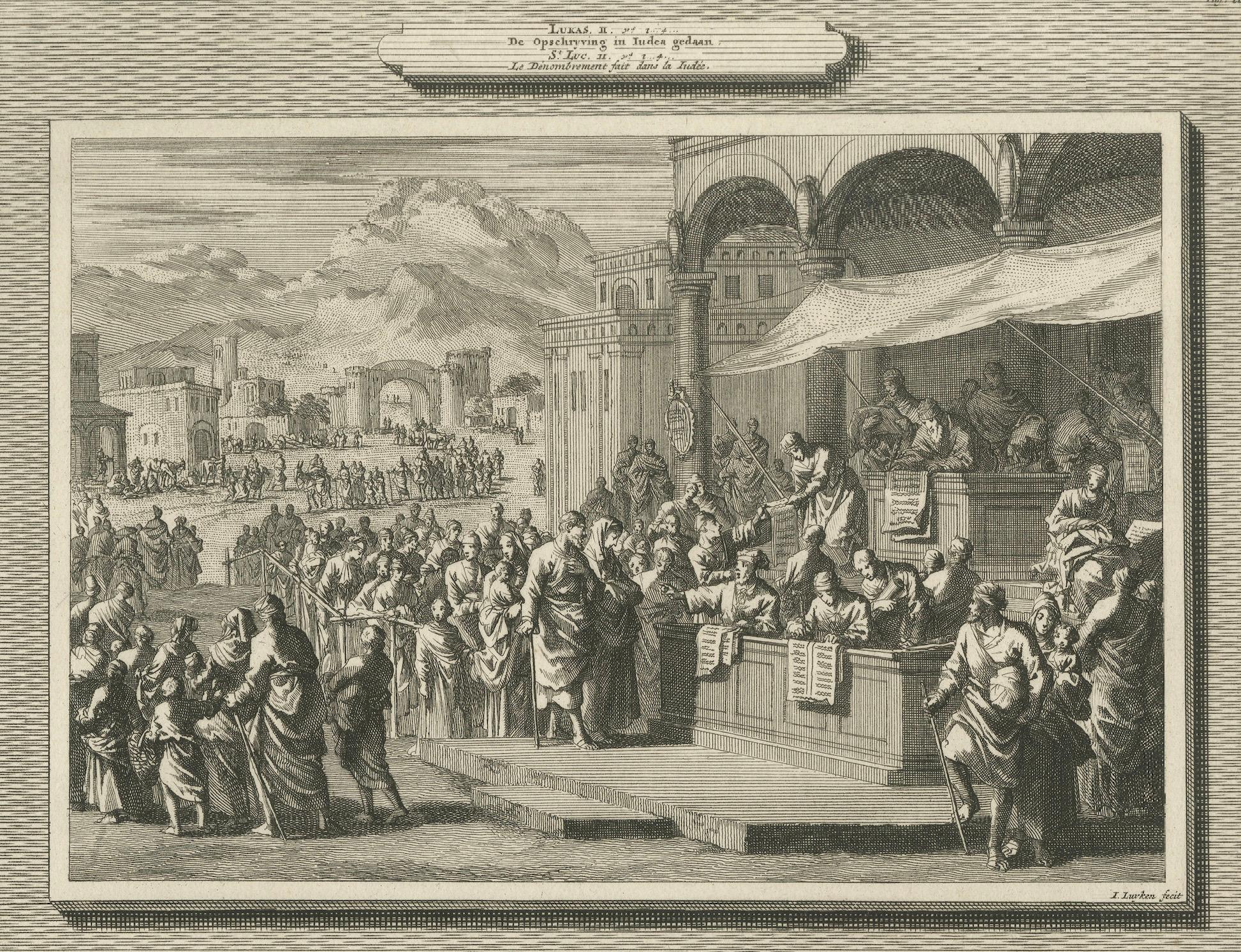 Zählung von Bethlehem und Christi Geburt - Mortier-Stich, 1700er Jahre im Angebot 1