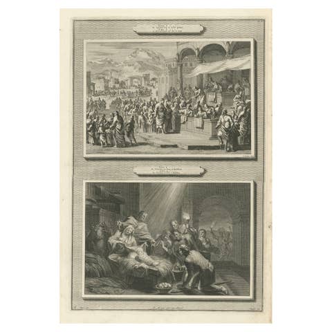Census of Bethlehem & Christ’s Nativity – Mortier Engraving, 1700s