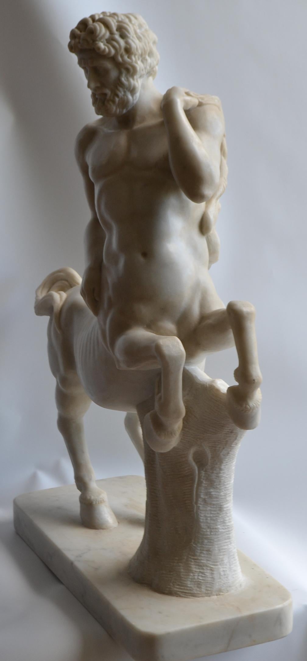 Centaur carved on white Carrara marble -made in italy -handmade For Sale 3