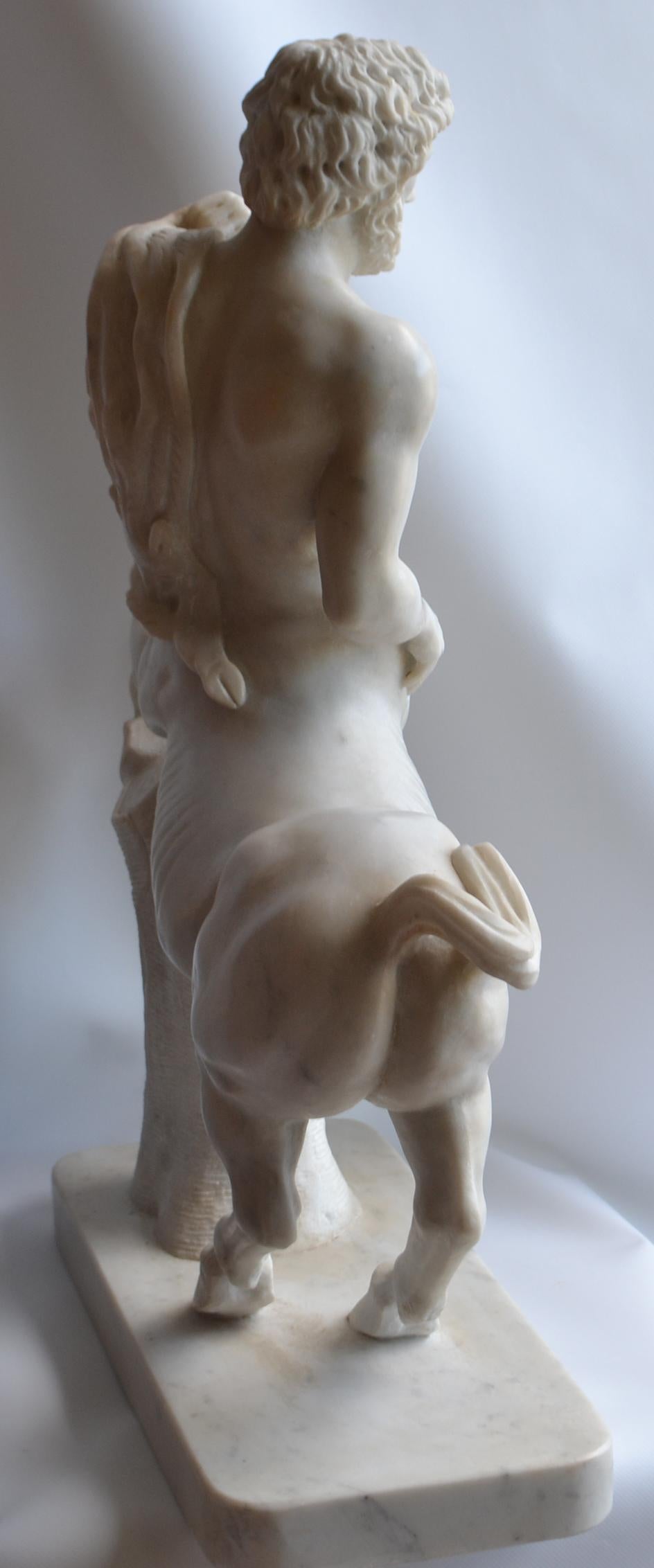 Centaur carved on white Carrara marble -made in italy -handmade For Sale 9