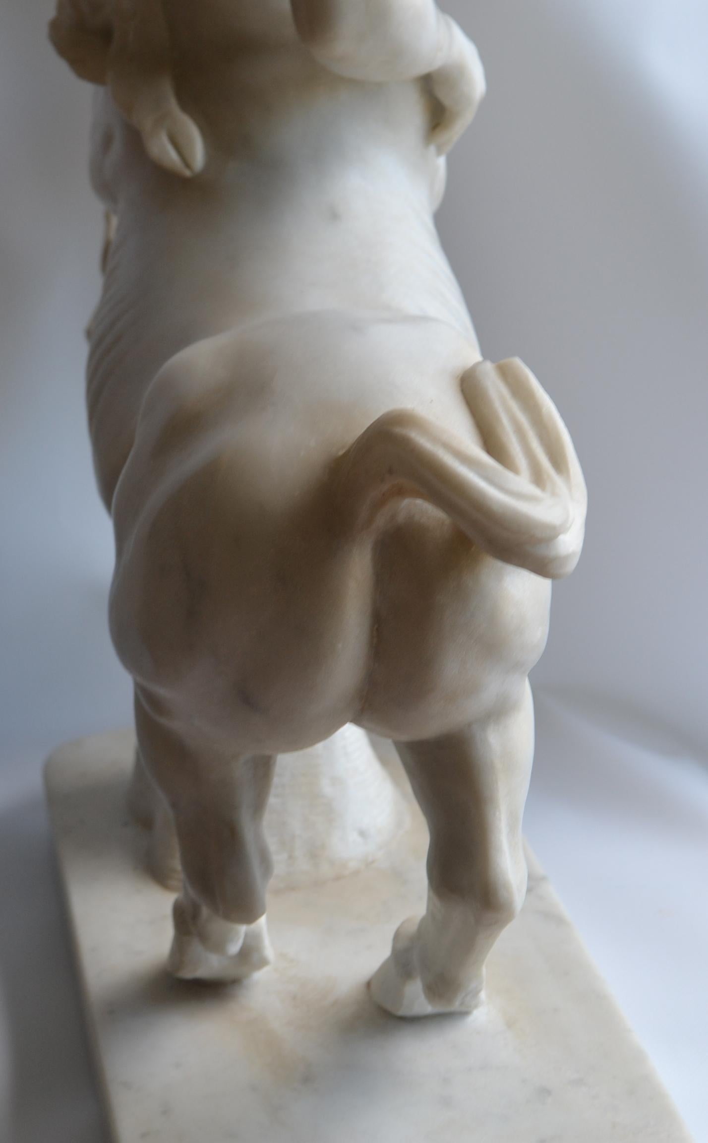 Centaur carved on white Carrara marble -made in italy -handmade For Sale 10