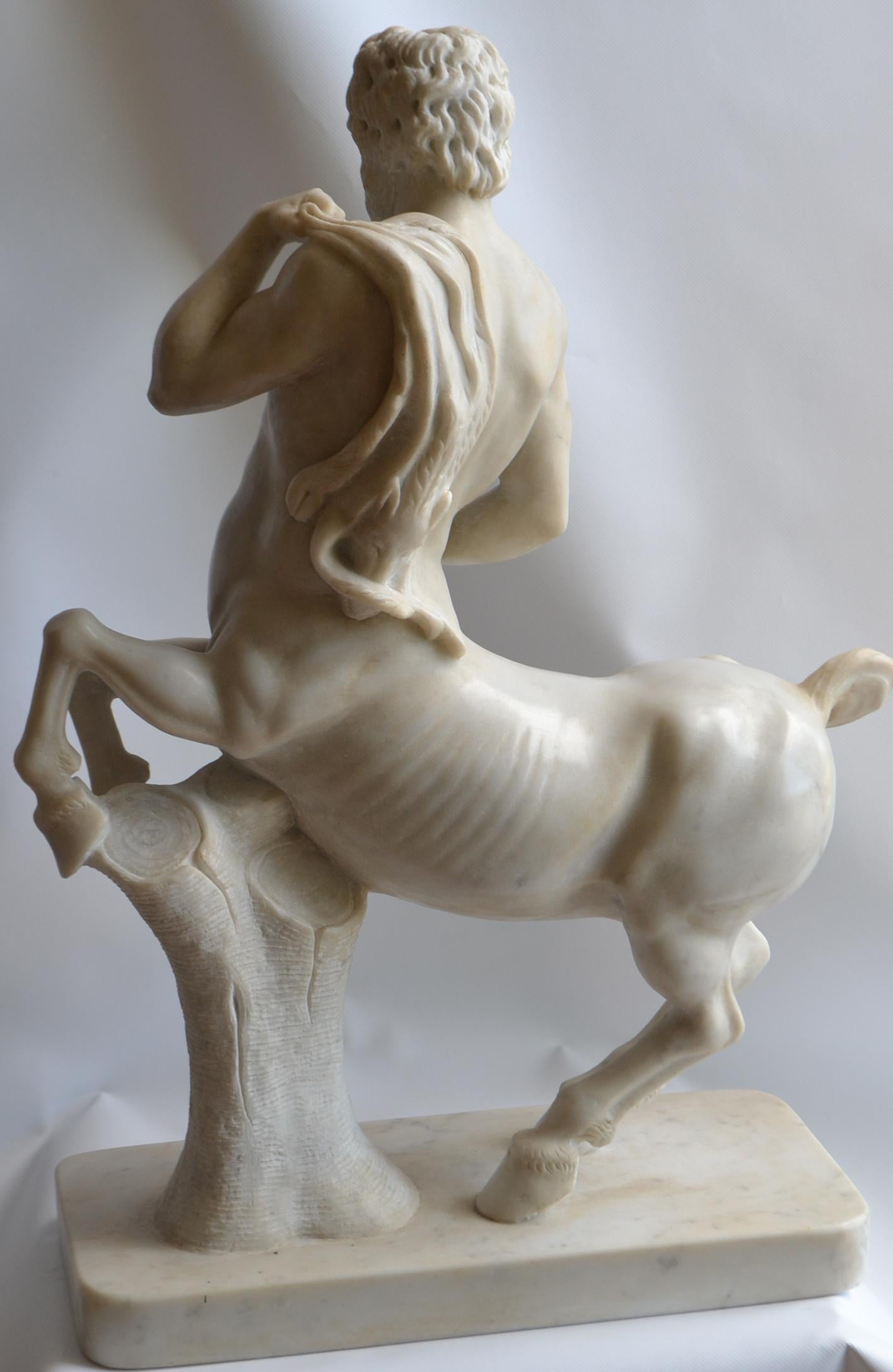 Classical Roman Centaur carved on white Carrara marble -made in italy -handmade For Sale