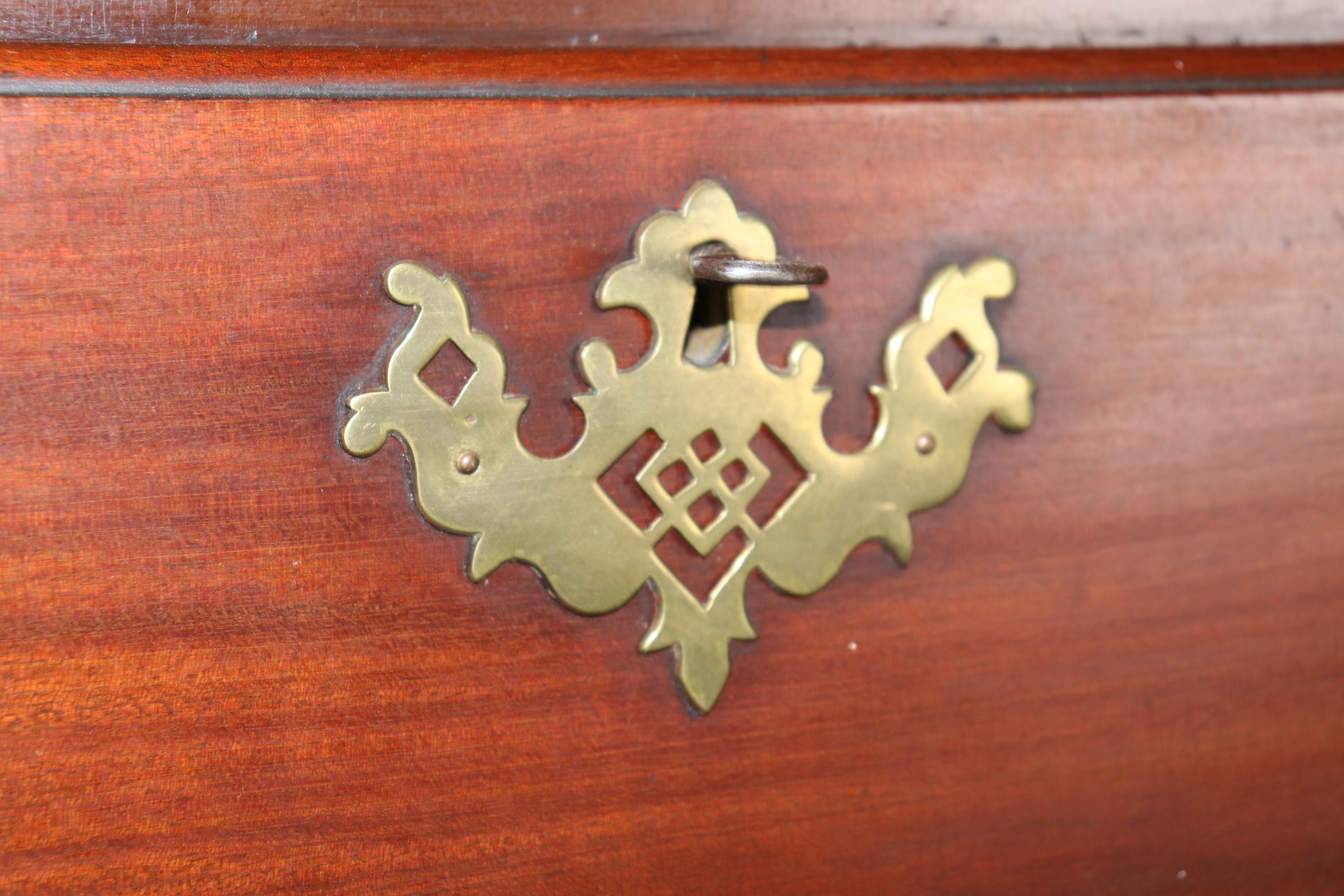 Brass Centennial Antique 1870s Era Philadelphia Carved Mahogany Highboy with Shells For Sale