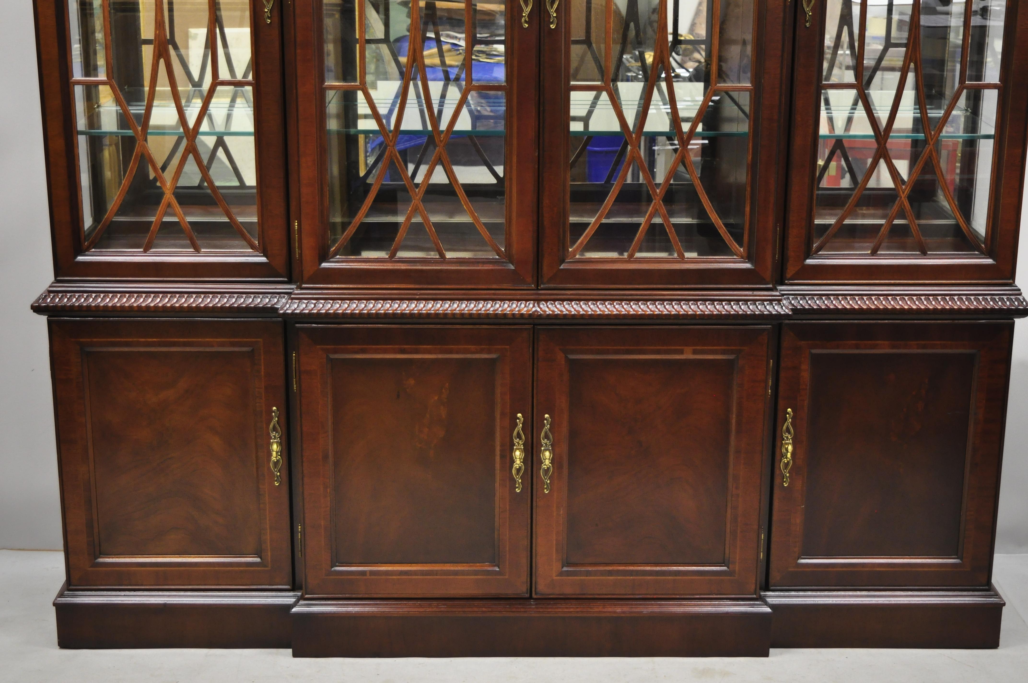 20th Century Centennial Collection Bernhardt Mahogany Chippendale Breakfront China Cabinet