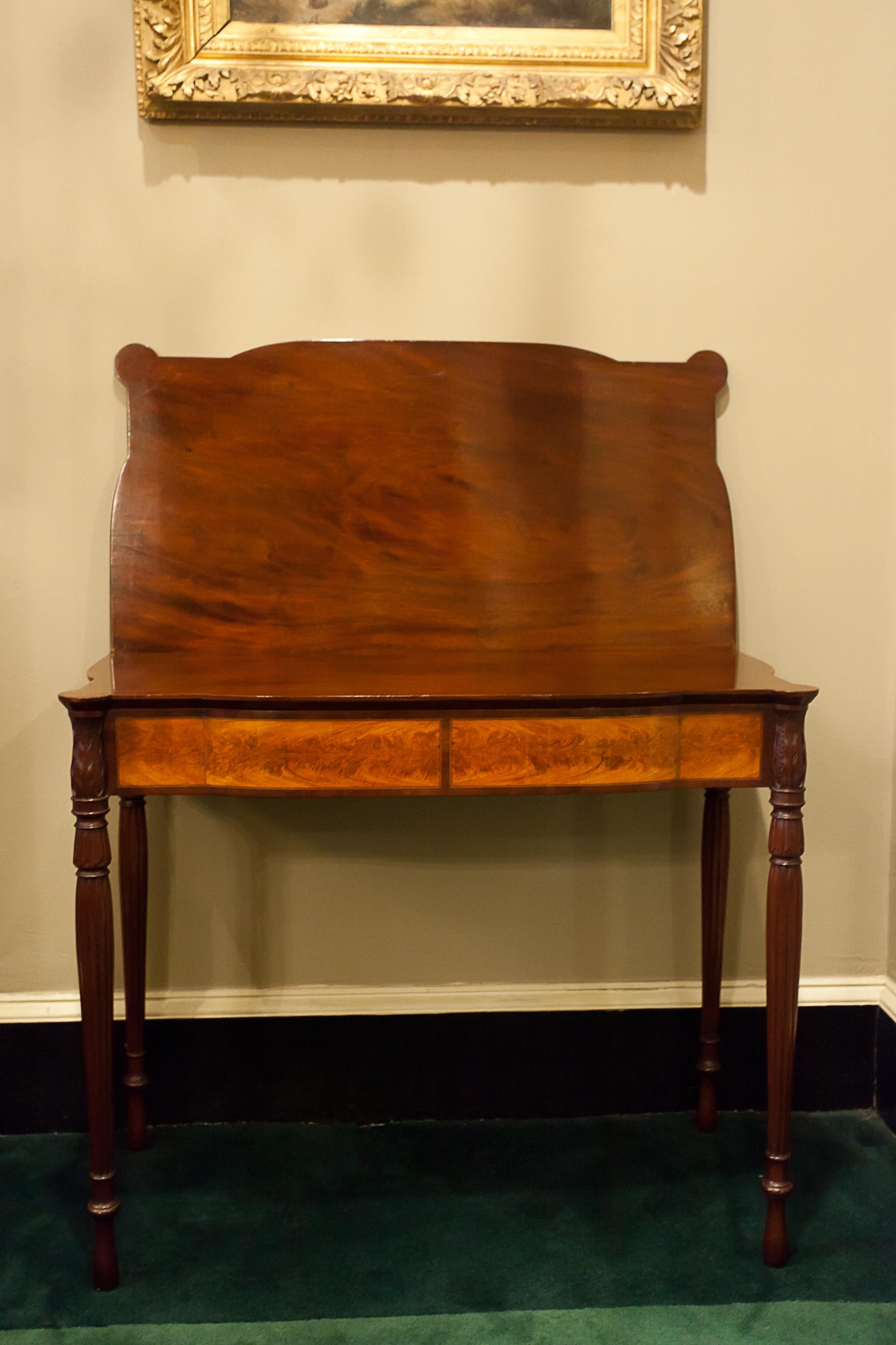 19th Century Centennial Federal Style Sheraton Mahogany and Flaming Birch Card Table