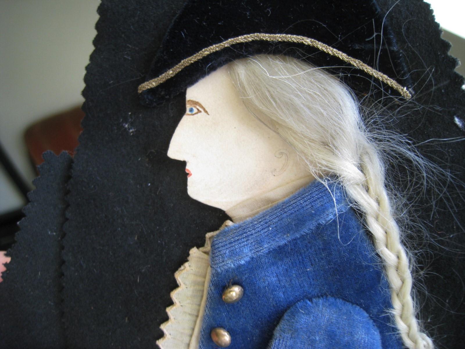American Centennial George Washington Textile Pen Wipe Antique Handmade Folk Art Pen Wipe For Sale
