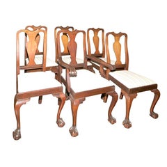 Centennial Walnut Dining Chairs in the Chippendale Manner Set Six