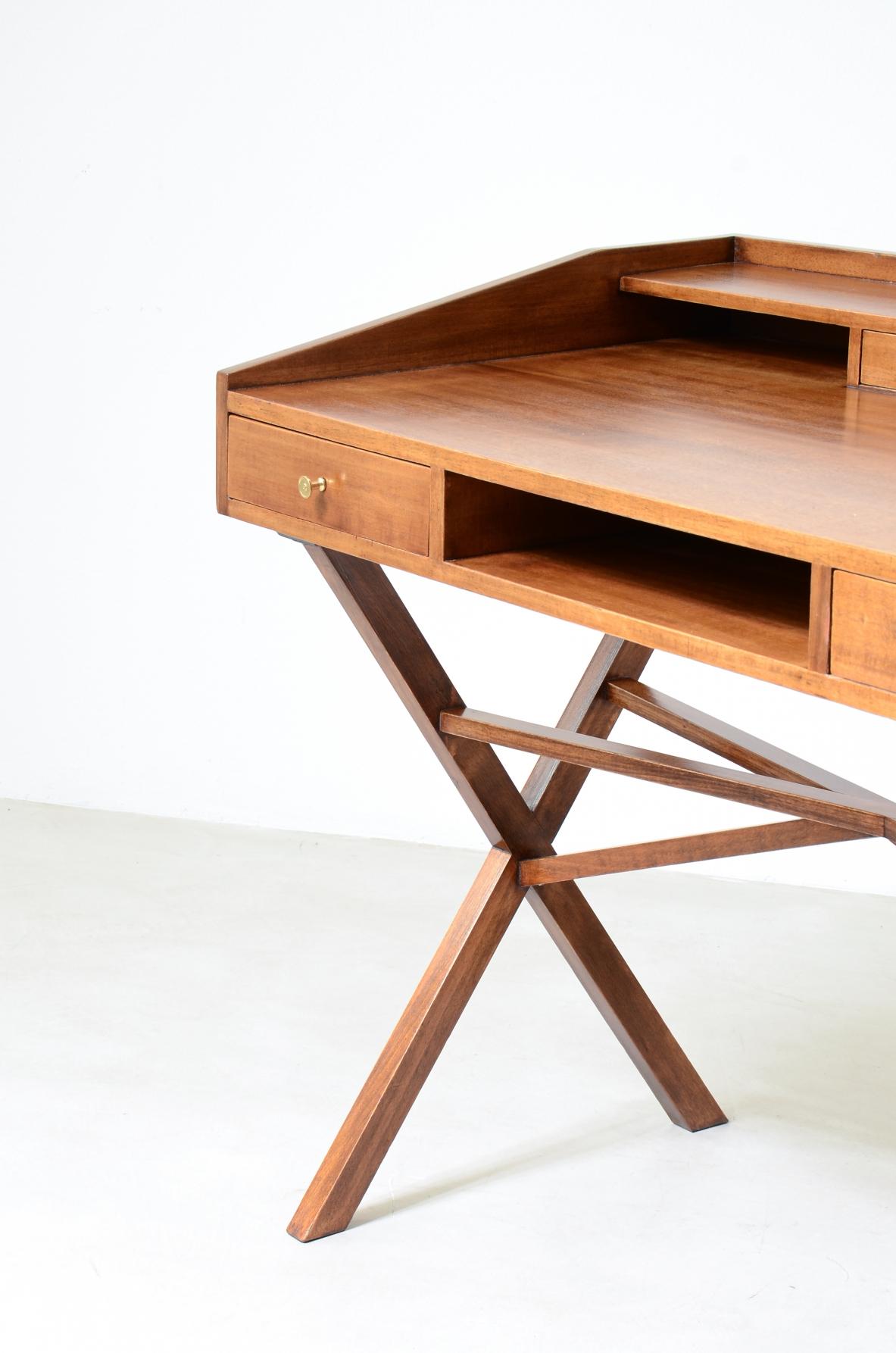 Mid-Century Modern Center desk with beautiful cross on the base