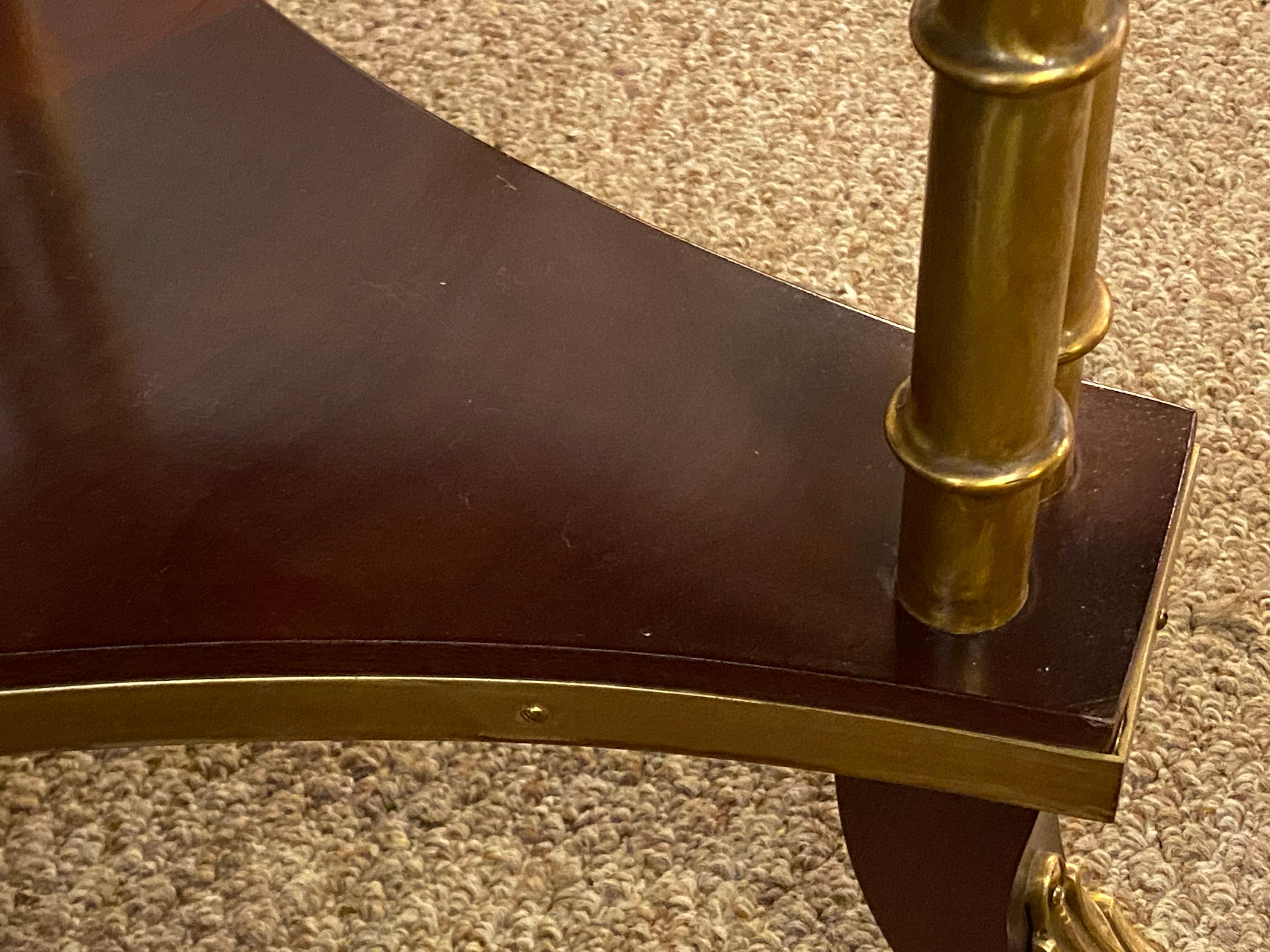 Center, End or Side Table Mahogany Having Faux Bamboo Base with Marble Top For Sale 2