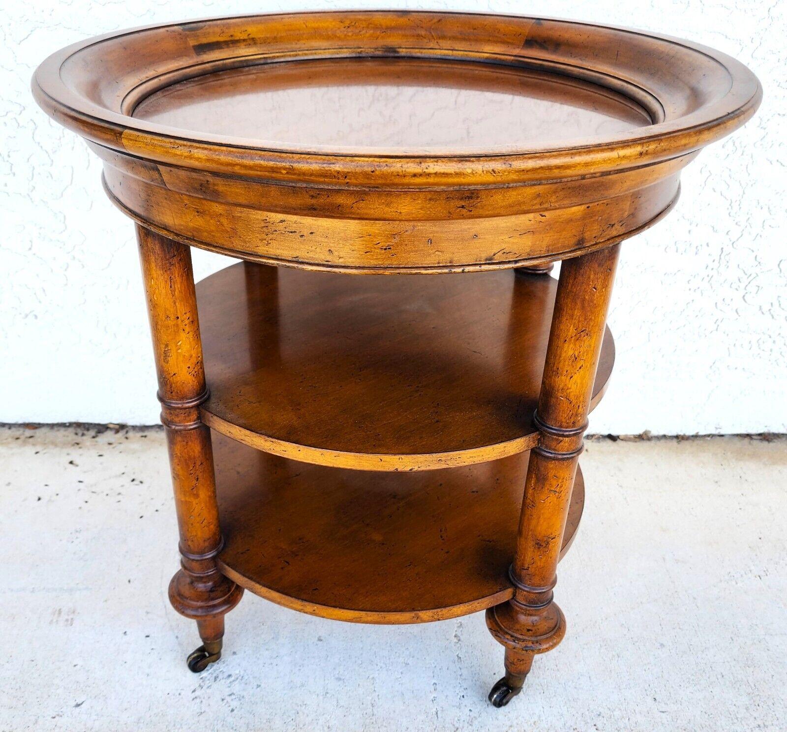 Fruitwood Center End Side Table 3 Tier by BAKER For Sale
