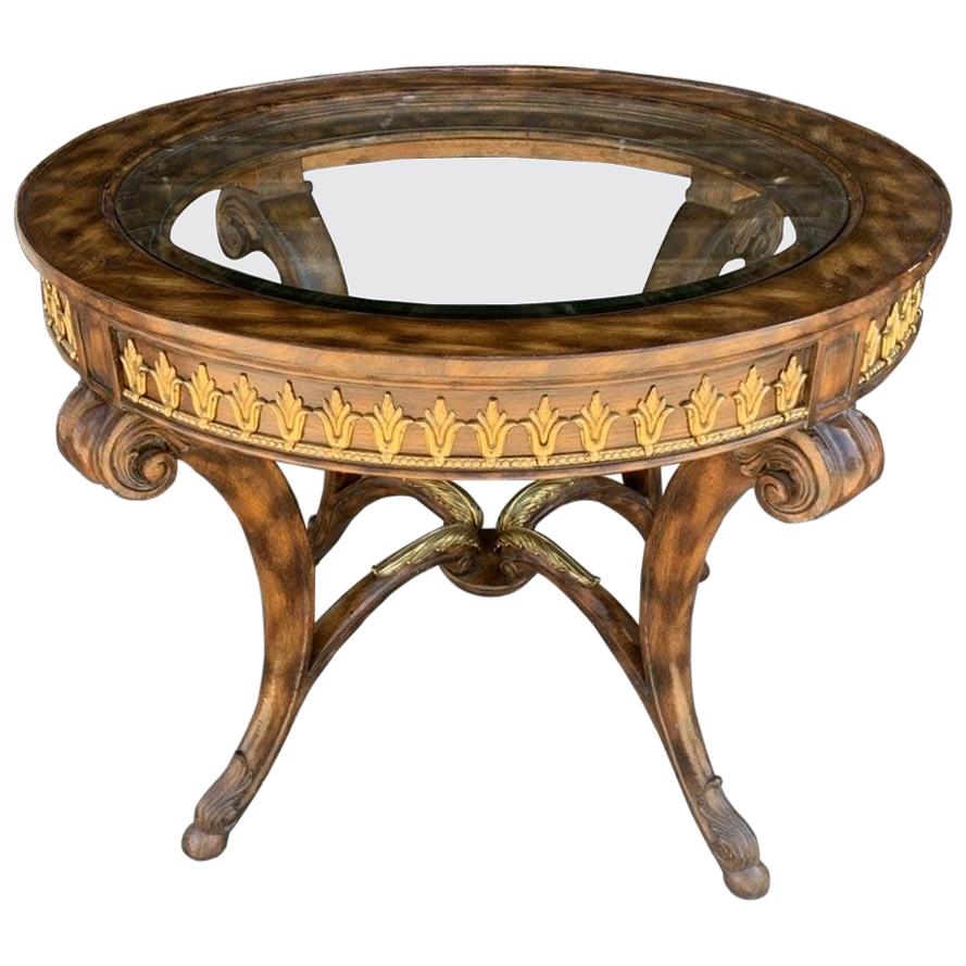 Center/Entry Table in Brass and Wood by La Barge For Sale