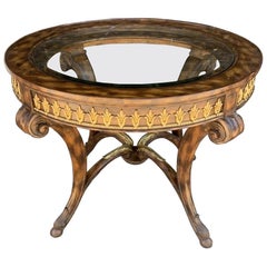 Vintage Center/Entry Table in Brass and Wood by La Barge