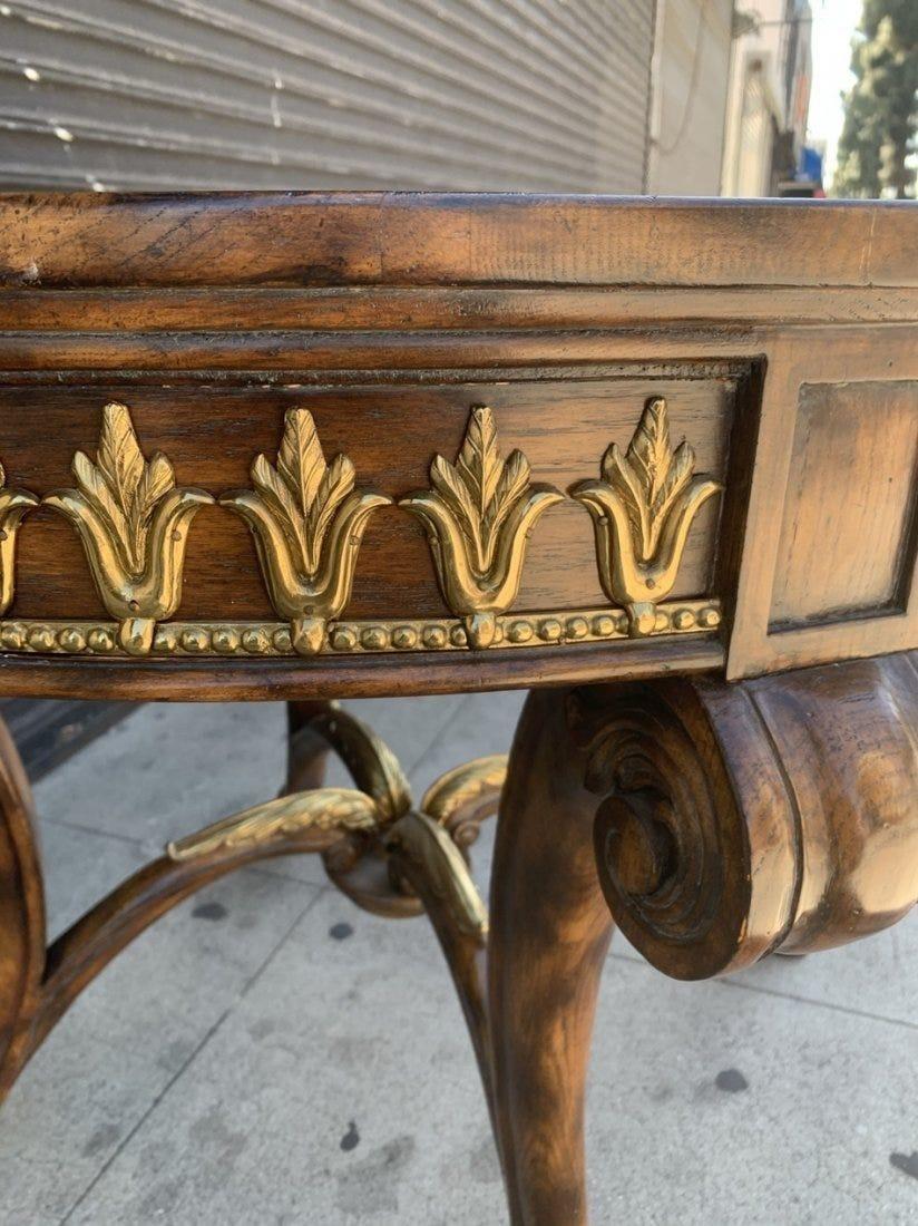 Late 20th Century Center/Entry Table in Brass and Wood by La Barge For Sale