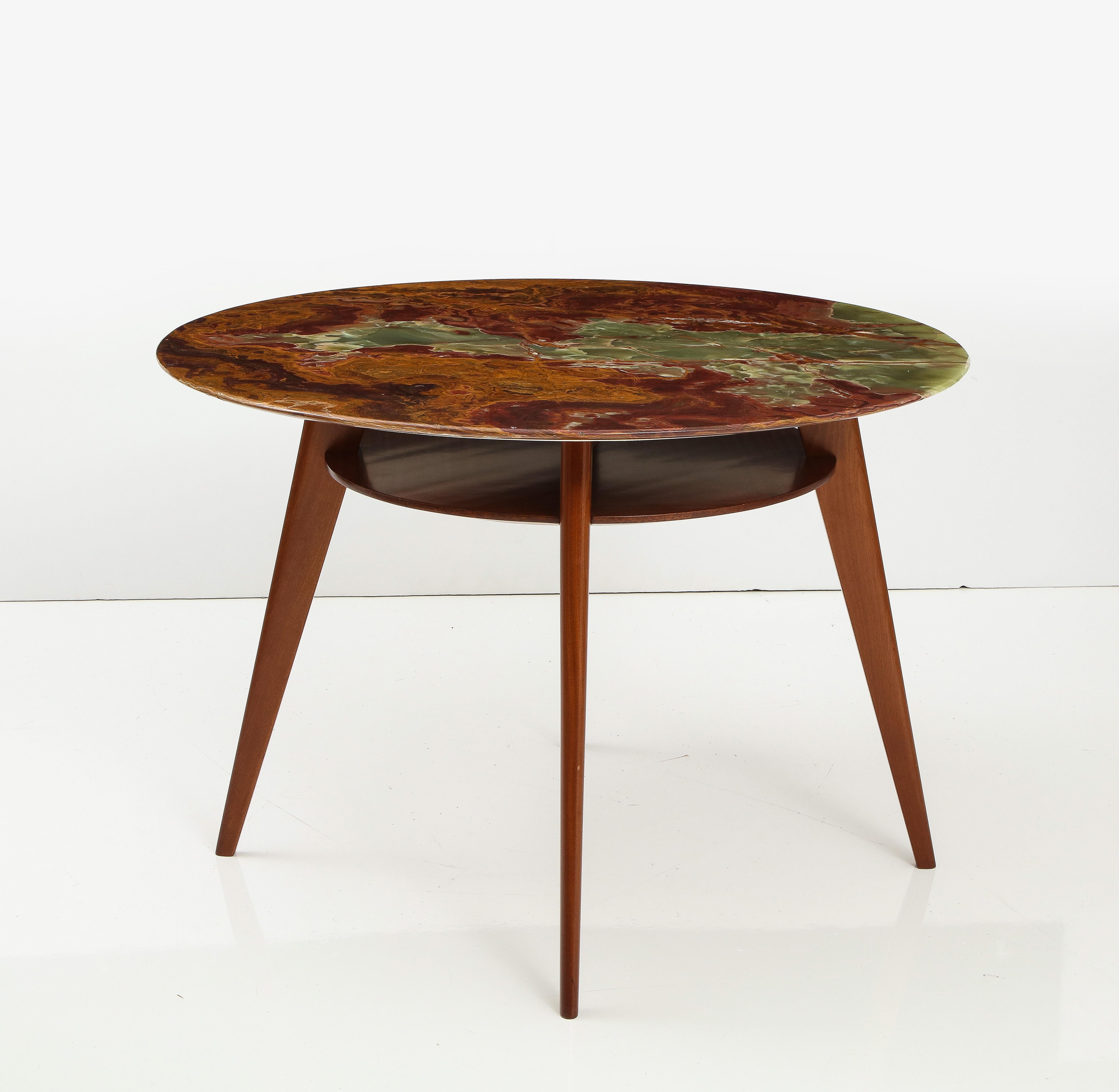 Center Entry Table in Mahogany and Onyx, circa 1950 For Sale 5