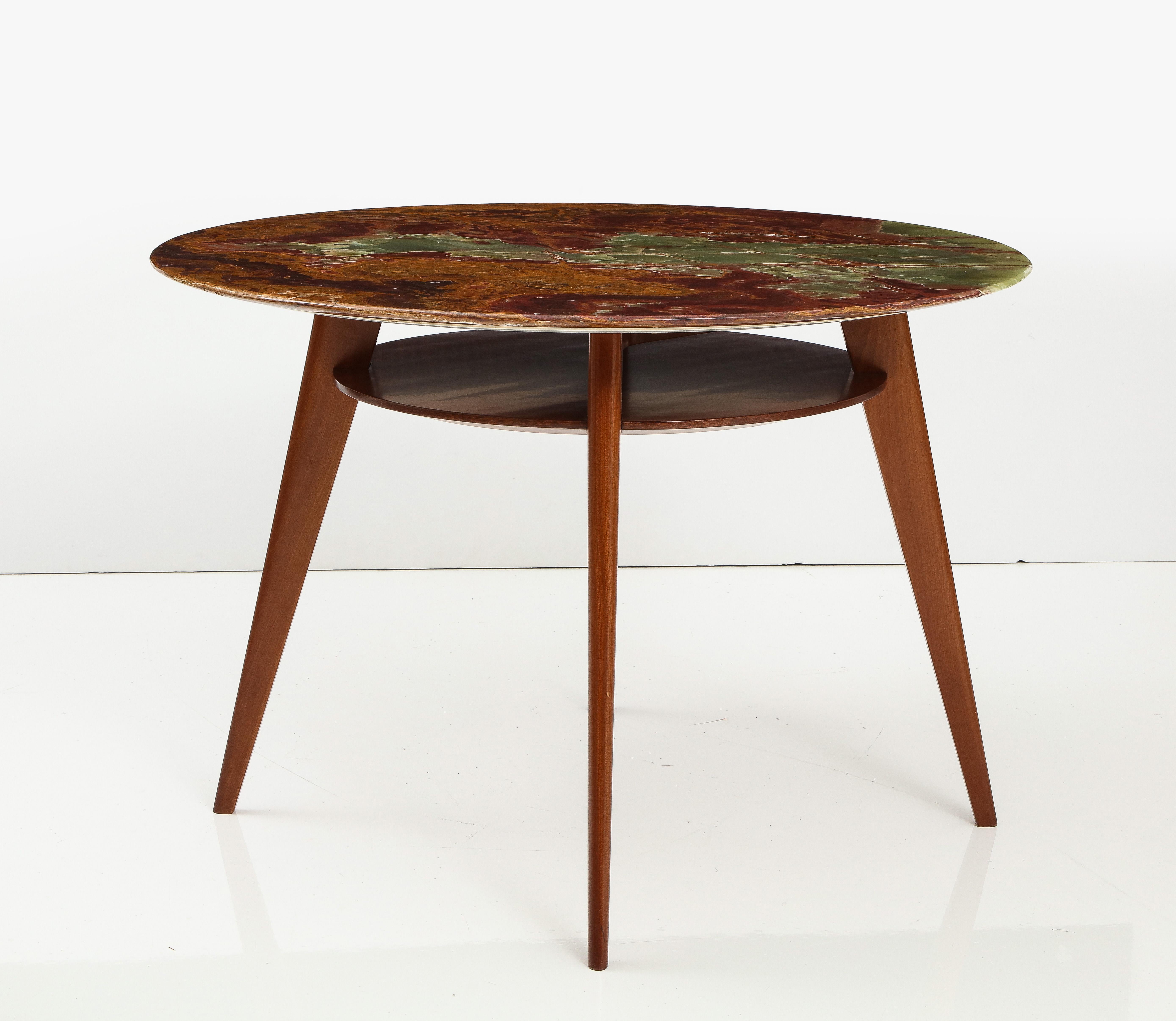 Center Entry Table in Mahogany and Onyx, circa 1950 For Sale 3
