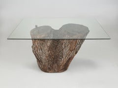 Center Hall Table Made from Wisconsin Cherrywood Tree Trunk Dry Aged and Sealed
