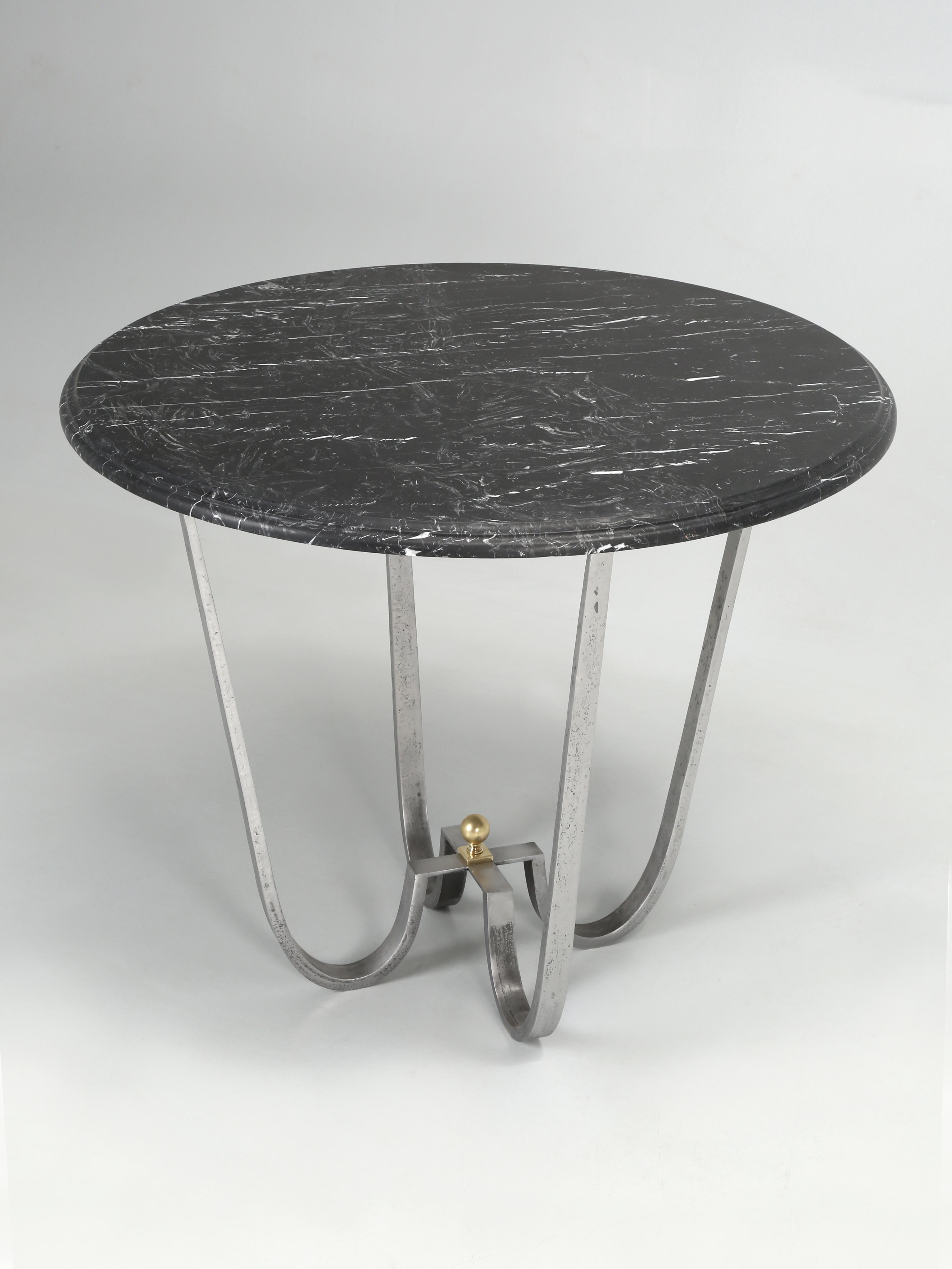 Center Hall Table or Possible End Table Hand-Made in Chicago and part of the Old Plank Collection of Furniture and Sheep. Our Mid-Century Modern Center Hall Tables are typically built to order and are available in a myriad of materials, from steel