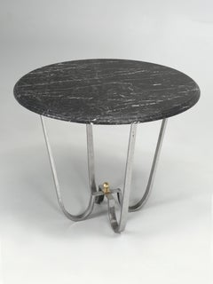 Center Hall Table Mid-Century Modern Burnish Forged Steel Nero Marquina Any Size
