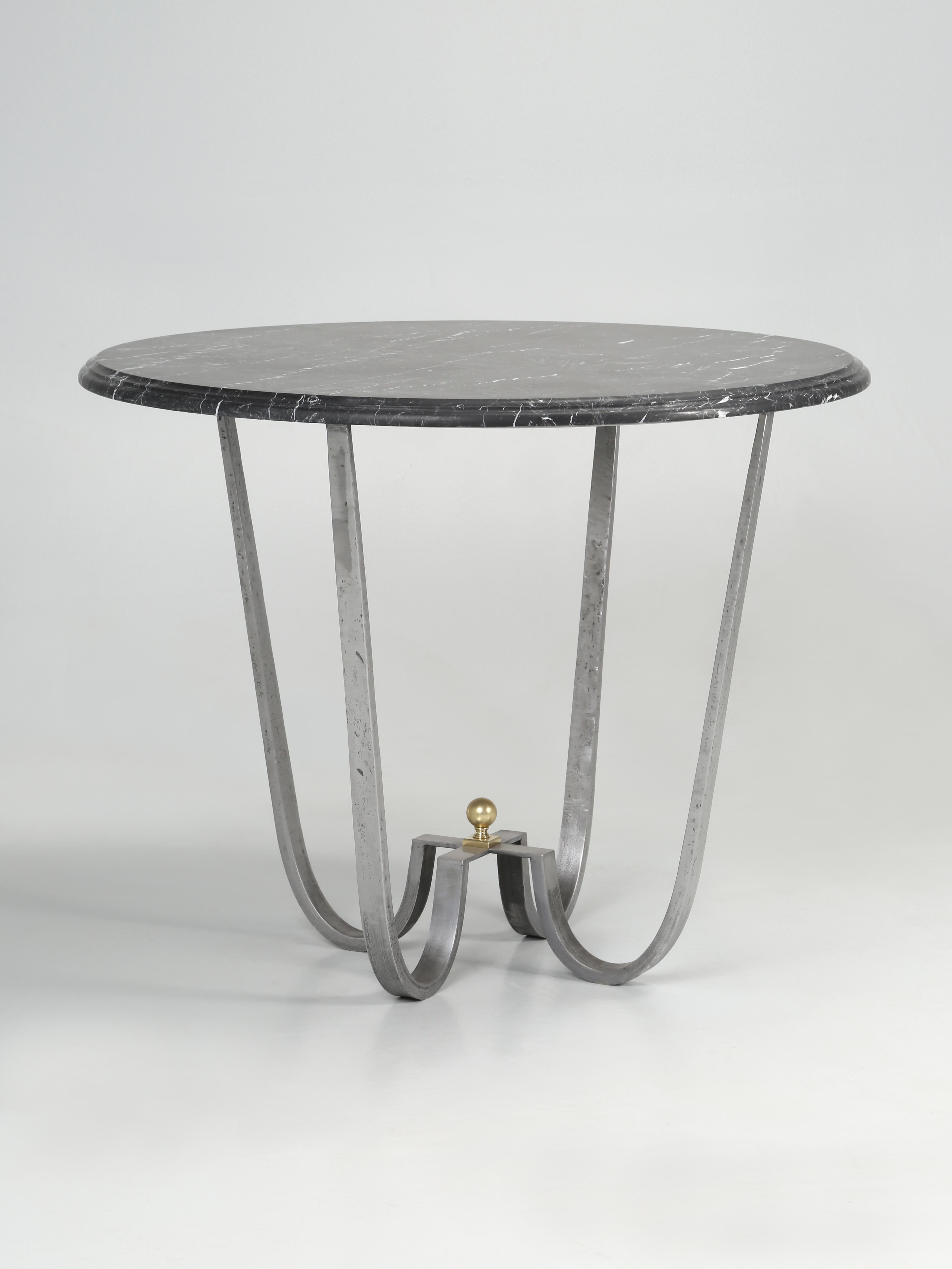 American Center Hall Table Mid-Century Modern Burnish Forged Steel Nero Marquina Any Size