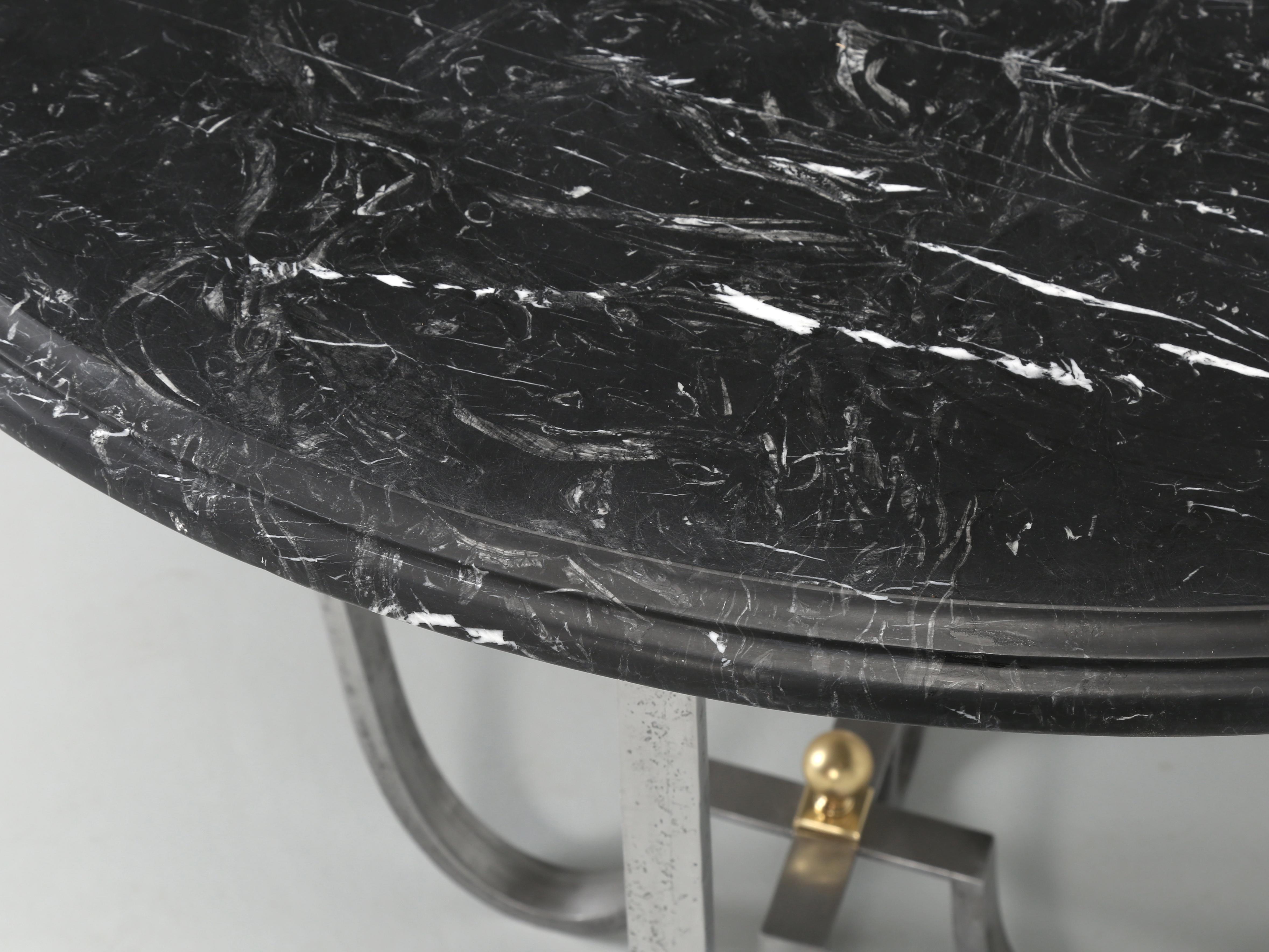 Center Hall Table Mid-Century Modern Burnish Forged Steel Nero Marquina Any Size In New Condition In Chicago, IL
