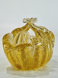 Center piece in Murano glass by Ercole Barovier 1950 "cordonato oro"