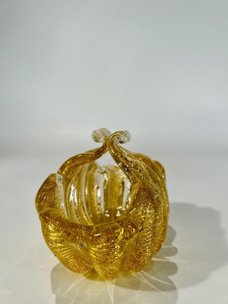 italien Pièce centrale en verre de Murano «cordonato oro » d'Ercole Barovier, 1950 en vente